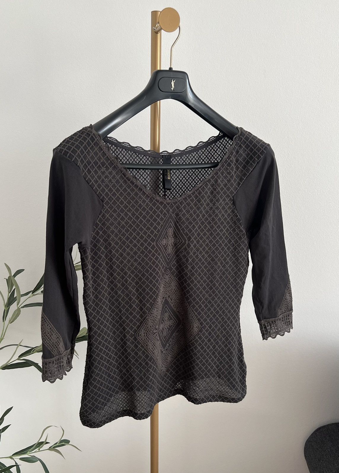 Wolford Top blouse Wolford Zac Posen brown L lace unique Size L / US 10 / IT 46 - 1 Thumbnail