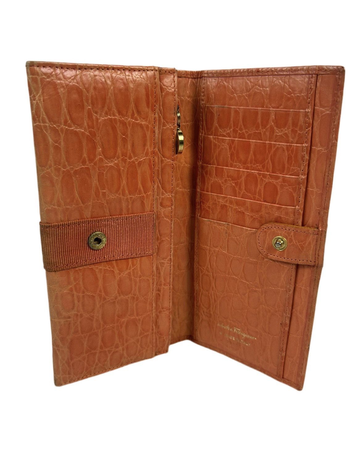 Salvatore Ferragamo Ferragamo Orange Leather Long Wallet Size ONE SIZE - 4 Thumbnail
