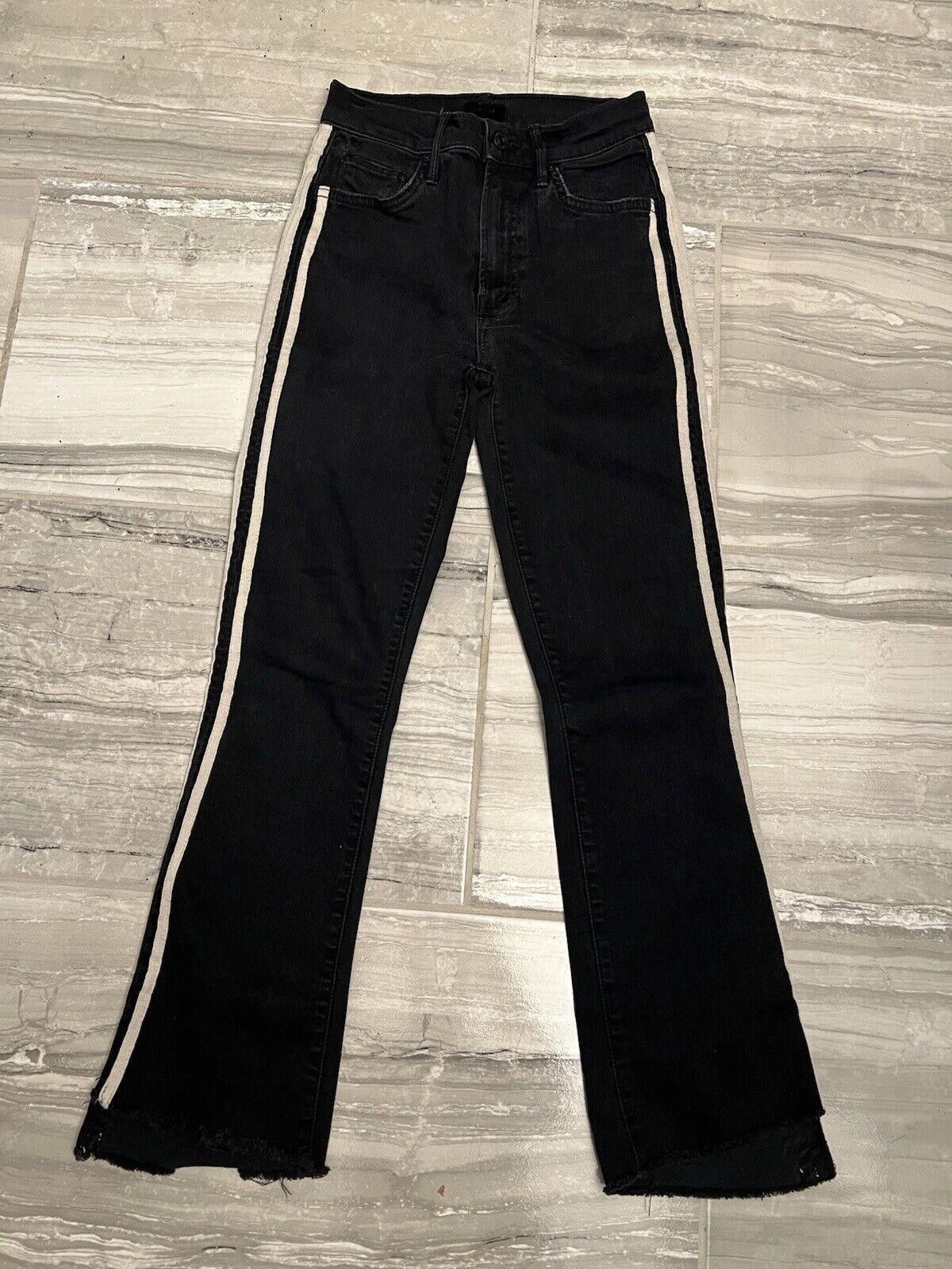 Designer Mother Striped Crop Step-Hem Fray Jeans in Guilty Racer Size 42" / US 20 - 2 Thumbnail