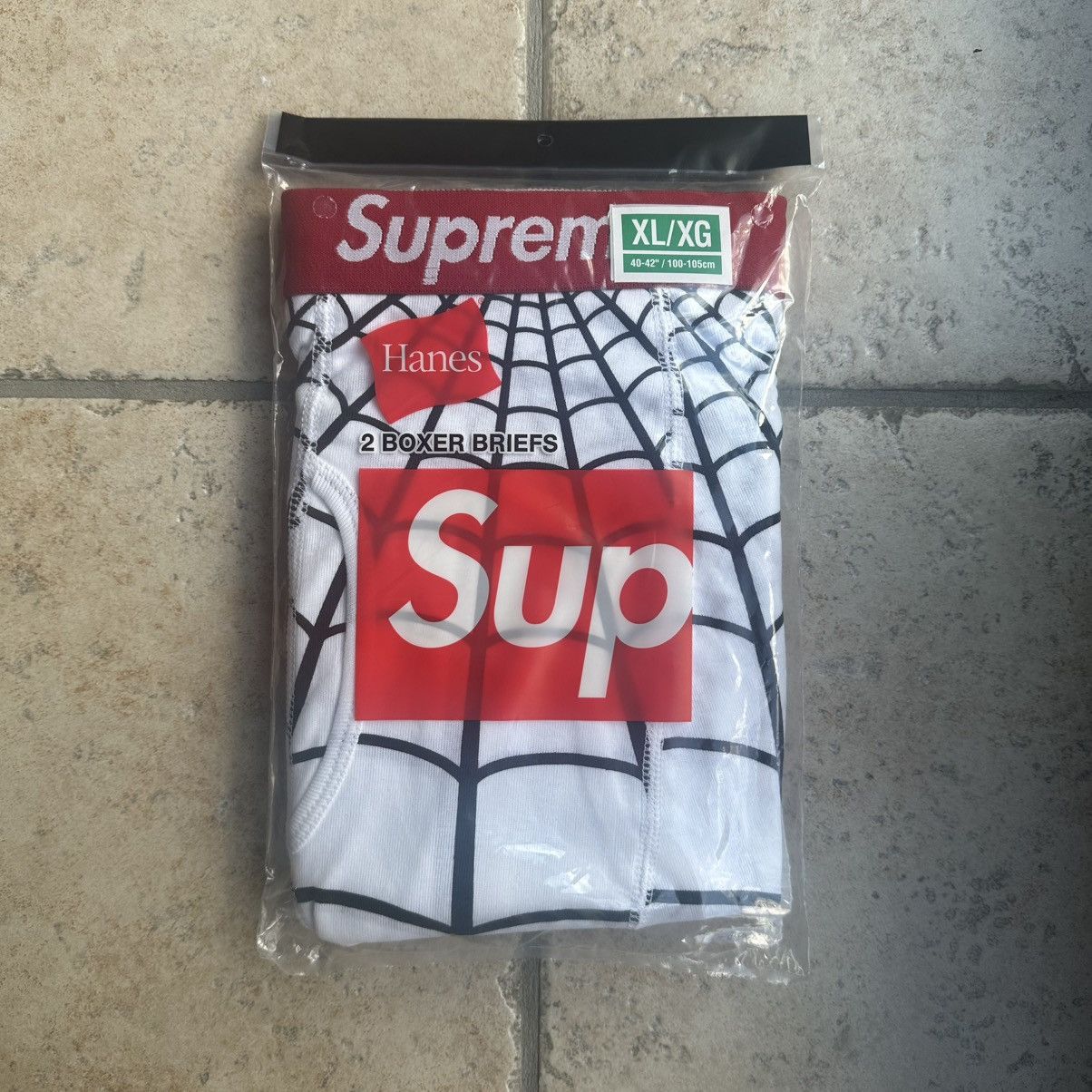 Supreme Size XL Supreme Hanes Spider-Man Boxer Briefs (2 Pack) White Size 36 - 1 Thumbnail