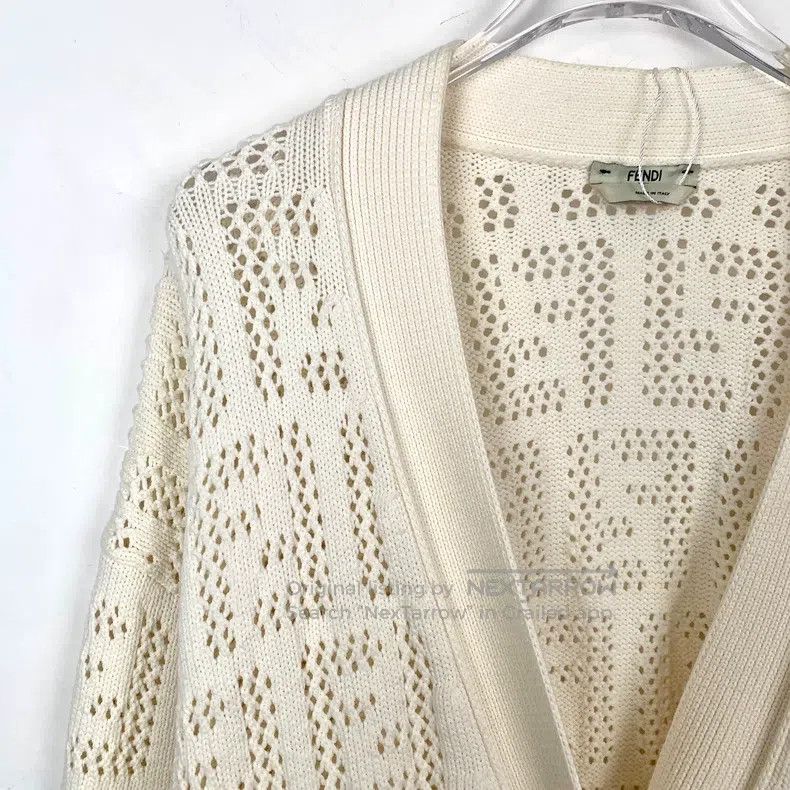Fendi Fendi White logo hollow-out cotton knitted cardigan coat Size XS / US 0-2 / IT 36-38 - 3 Thumbnail