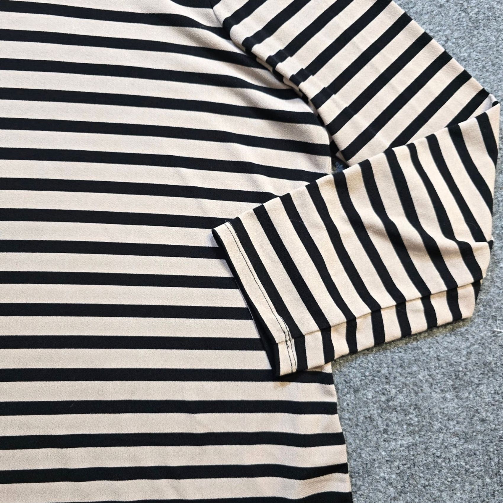 Vintage Susan Graver Top Women XL Petite Black Beige Stripe Button Stretch Casual Career Shirt Size XL / US 12-14 / IT 48-50 - 5 Thumbnail