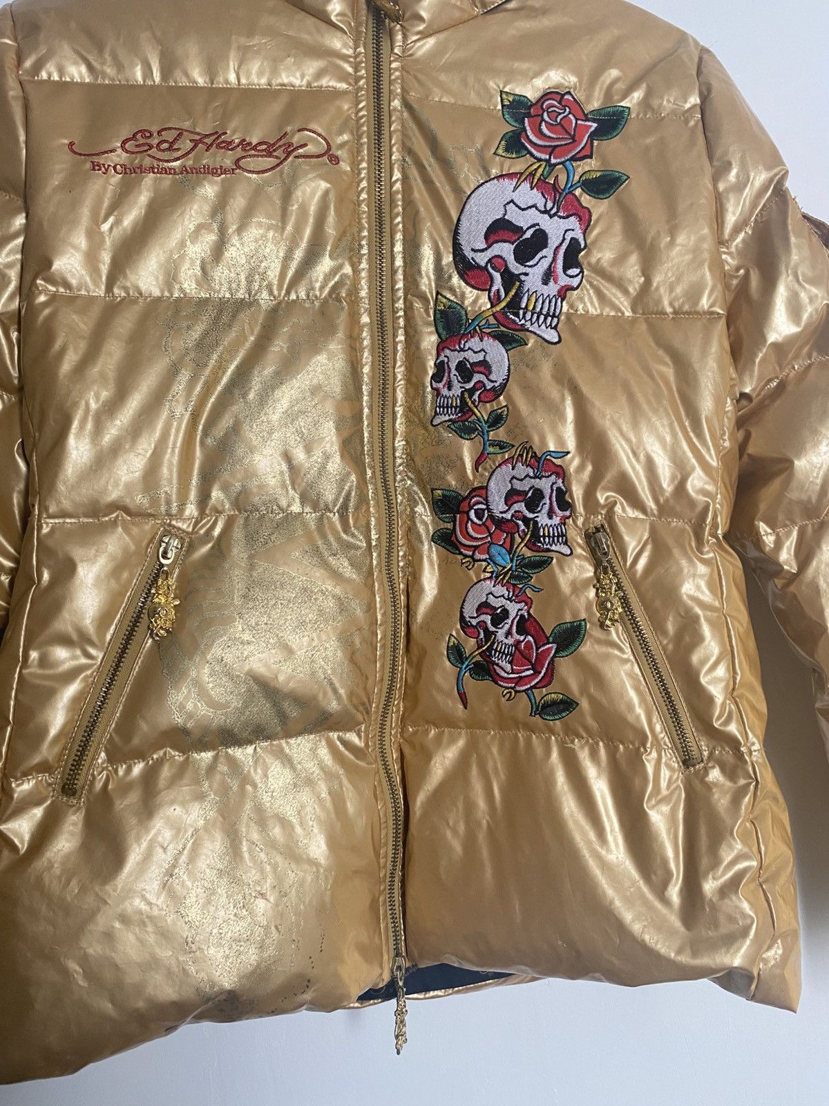 Ed Hardy Ed hardy by Christian Audigier Puffer Jacket Golden 00’s y2k Size US M / EU 48-50 / 2 - 2 Thumbnail