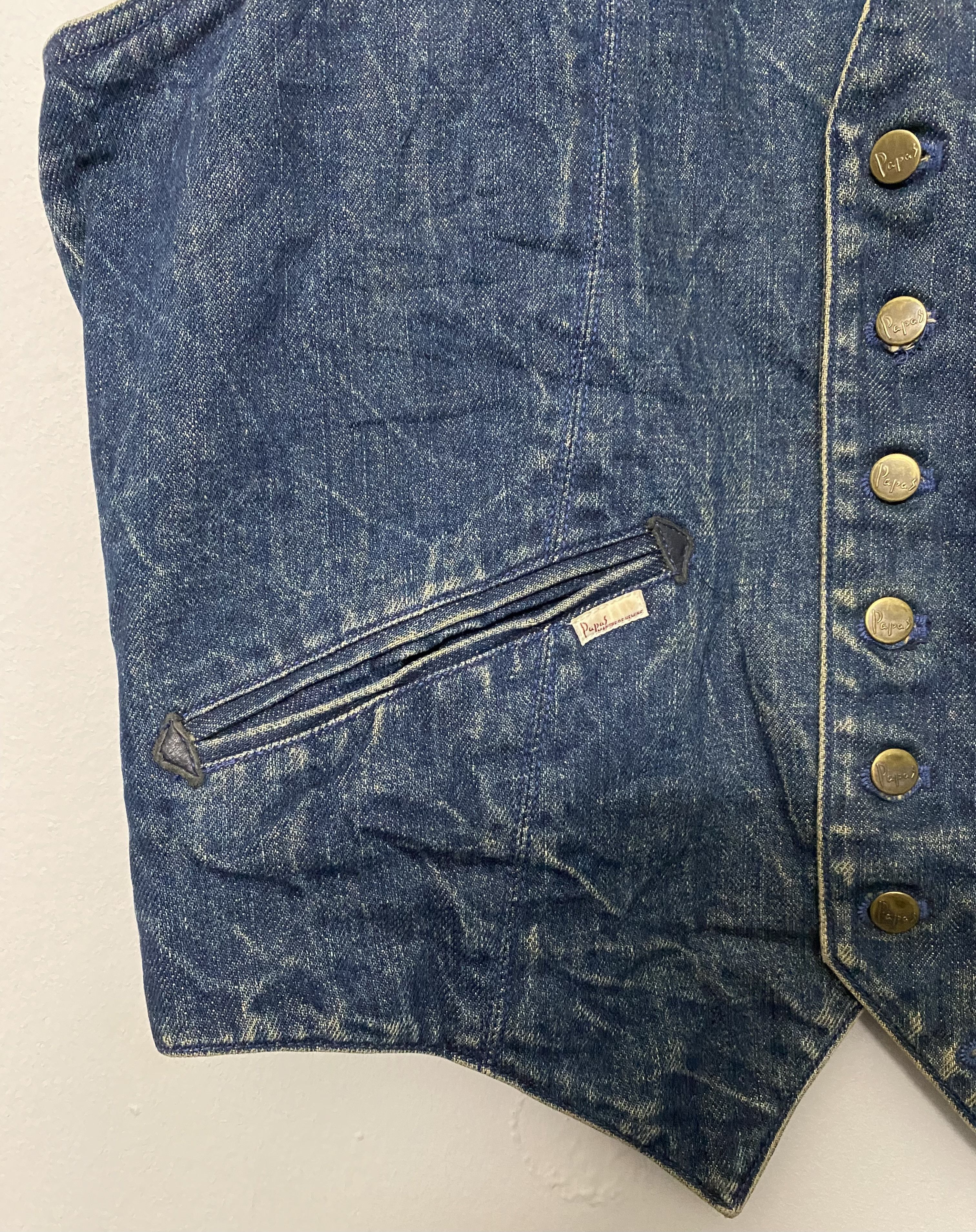 Japanese Brand Papas Maniere De Heming Denim Leather Western Vest Size S Size 48R - 7 Thumbnail