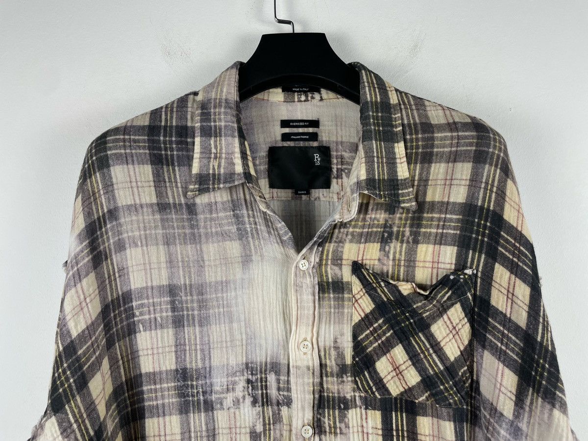 R13 R13 24SS Shredded Seam Bleached Plaid Oversize Flannel Shirt Size US S / EU 44-46 / 1 - 7 Thumbnail