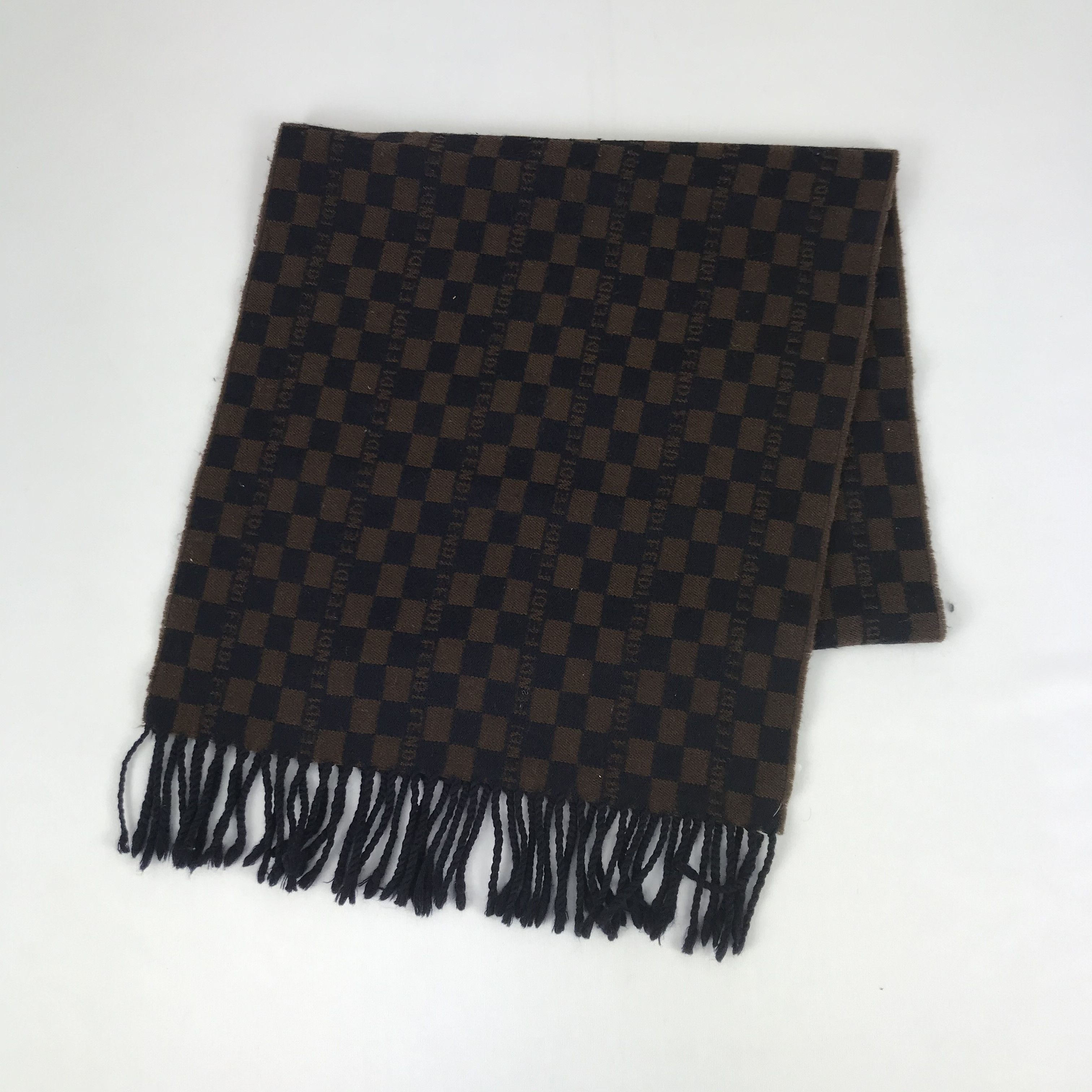 Japanese Brand Vintage Fendi Scarf Wool Fendi Zucca FF Monogram Scarves. Size ONE SIZE - 2 Thumbnail