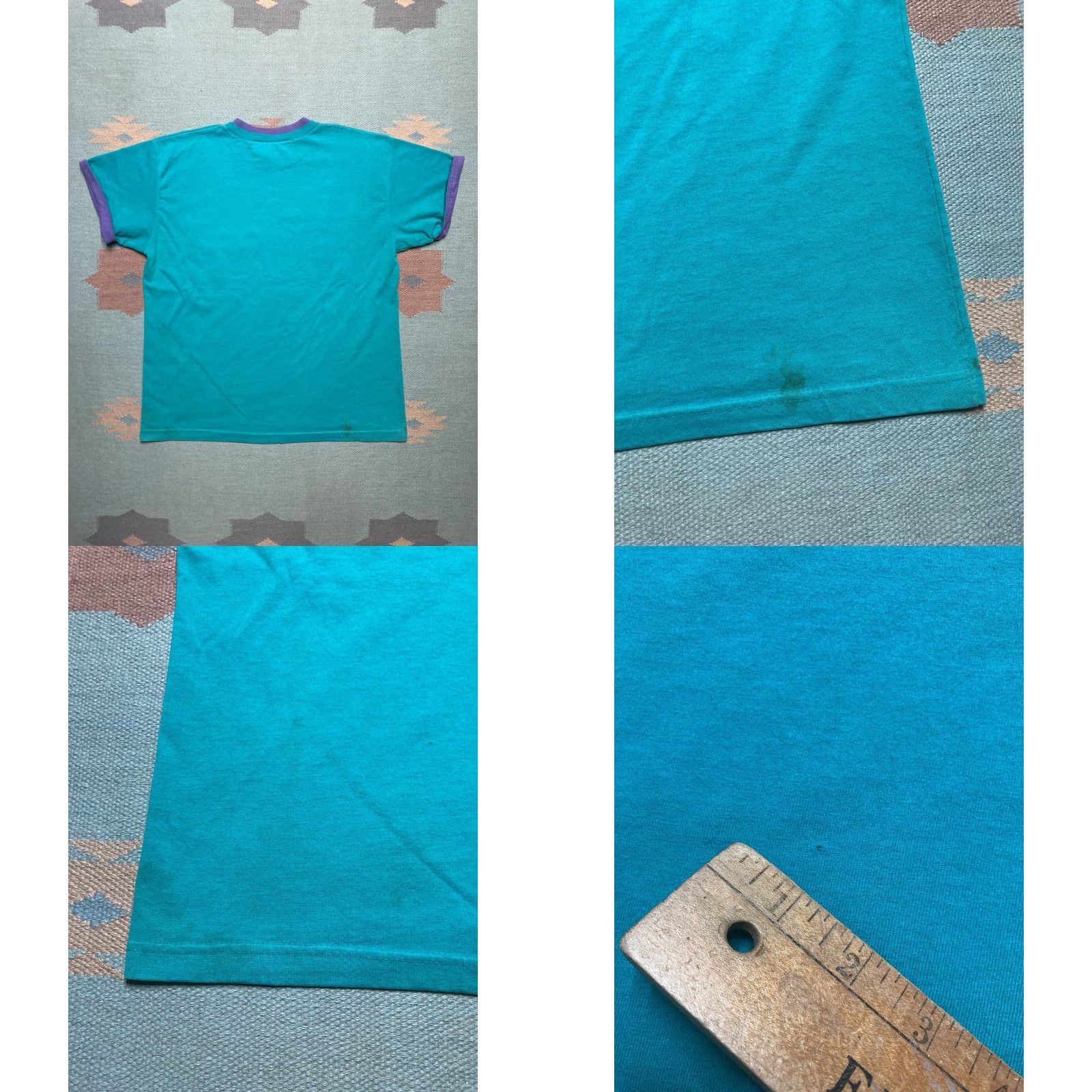 Altea VINTAGE 80s 90s Tradewinds T-Shirt Pocket Teal Purple Stained Boxy Large Men L Size US L / EU 52-54 / 3 - 8 Thumbnail