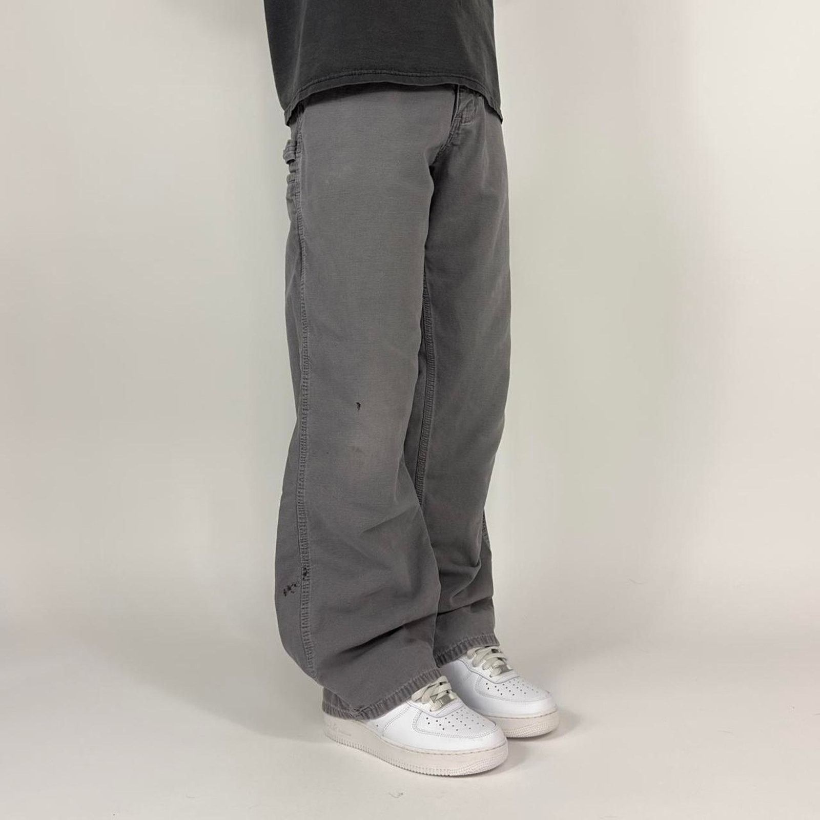 Carhartt Y2K Faded Carhartt Dungaree Stone Gray Distressed Pants Size US 34 / EU 50 - 2 Thumbnail