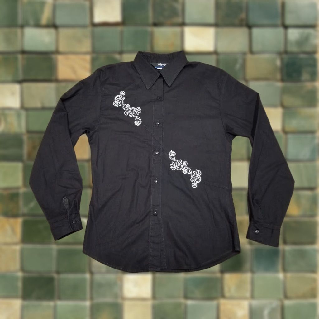 Roper VINTAGE Roper Shirt Womens M Black Floral Embroidered Long Sleeve Western Size M / US 6-8 / IT 42-44 - 1 Thumbnail