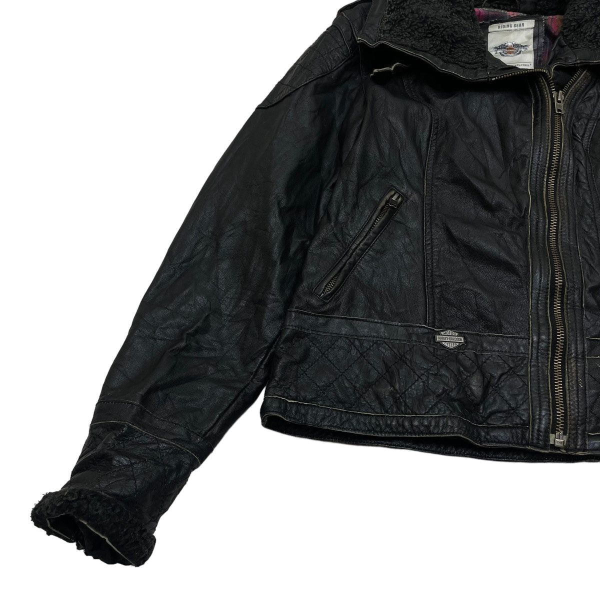 Harley Davidson 🔥Vintage Harley Davidson Doubel Collar Leather Jacket Size S / US 4 / IT 40 - 4 Thumbnail
