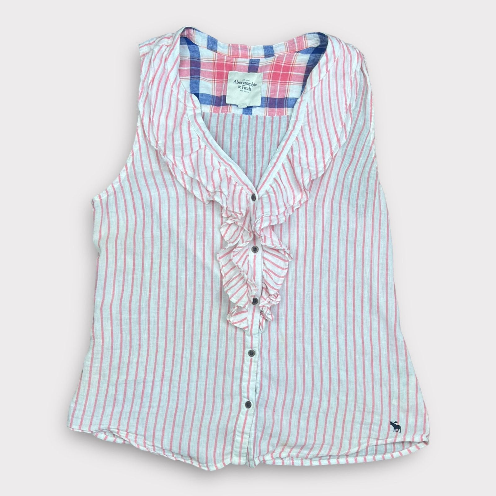 Abercrombie & Fitch Abercrombie and Fitch | Vintage Y2K Linen Blend Striped Top Size M / US 6-8 / IT 42-44 - 10 Thumbnail
