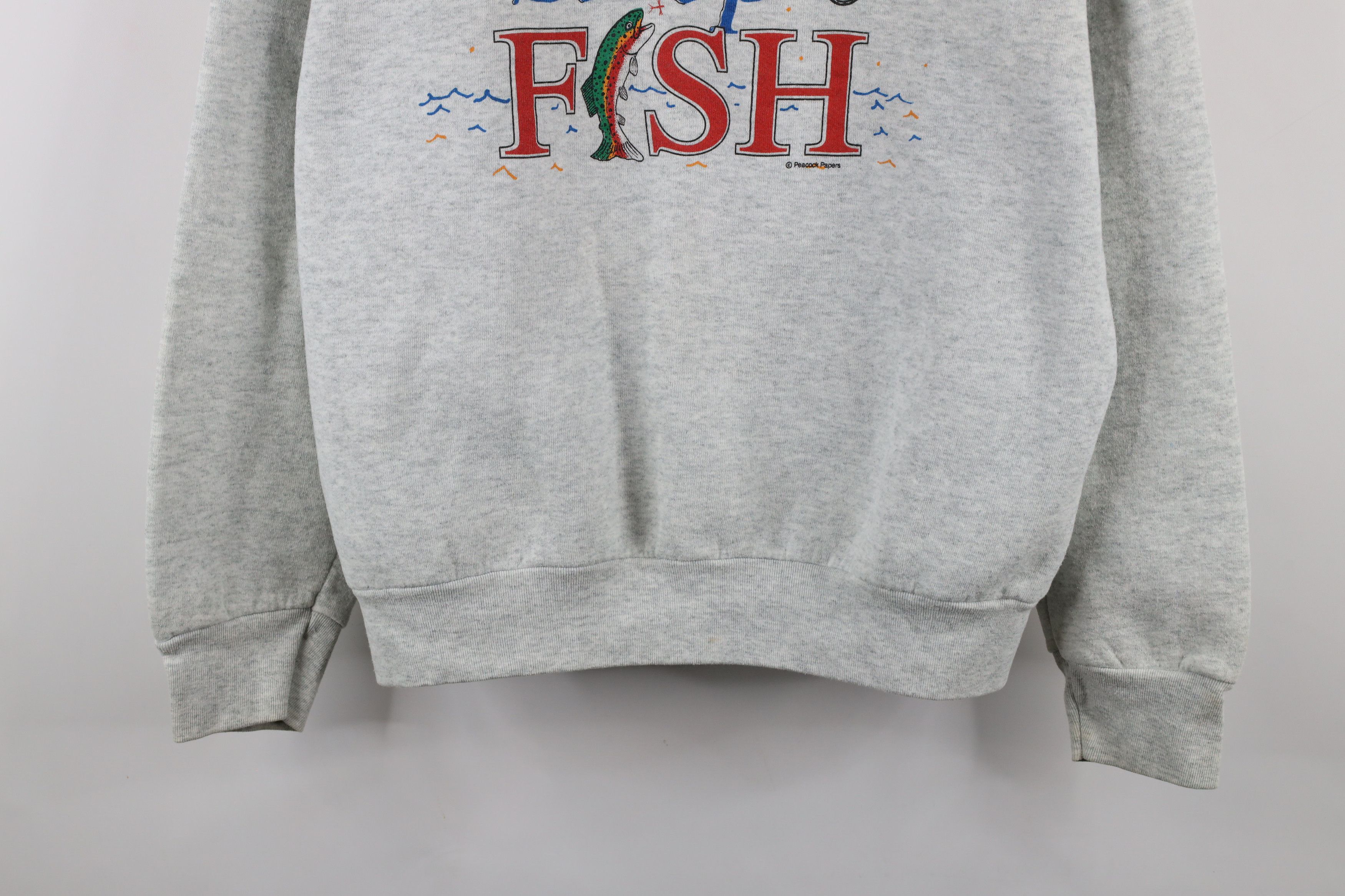 Vintage Vintage 90s Streetwear Fish Crewneck Sweatshirt Gray USA Size US XL / EU 56 / 4 - 3 Thumbnail
