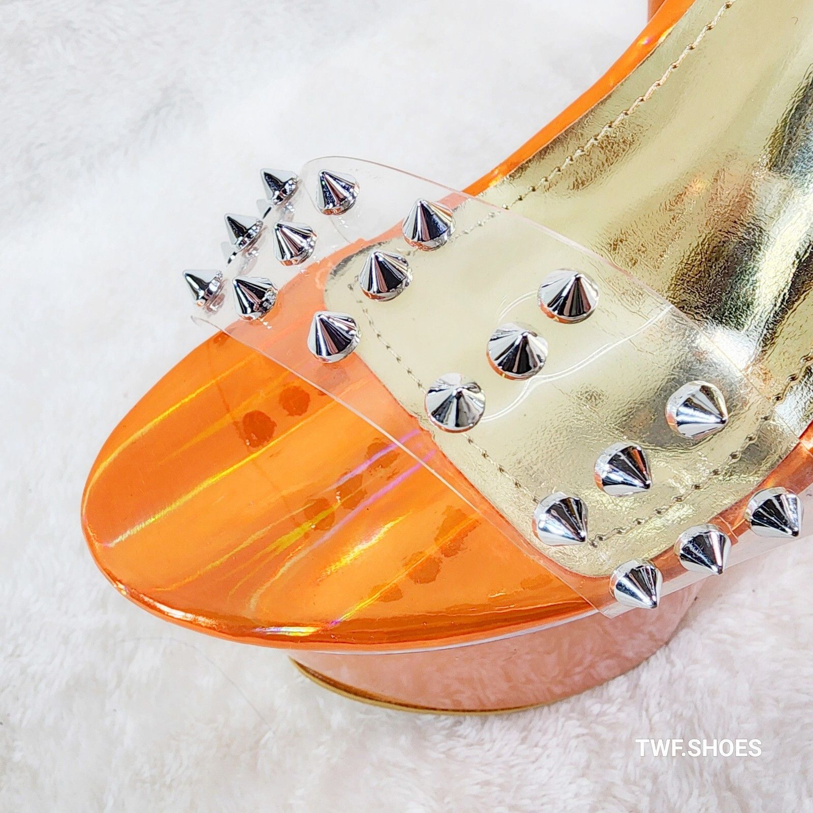 Other Bulls Sleek Slim 8" Towering Platform Heels Orange Double Cl Size US 6.5 / IT 36.5 - 2 Thumbnail