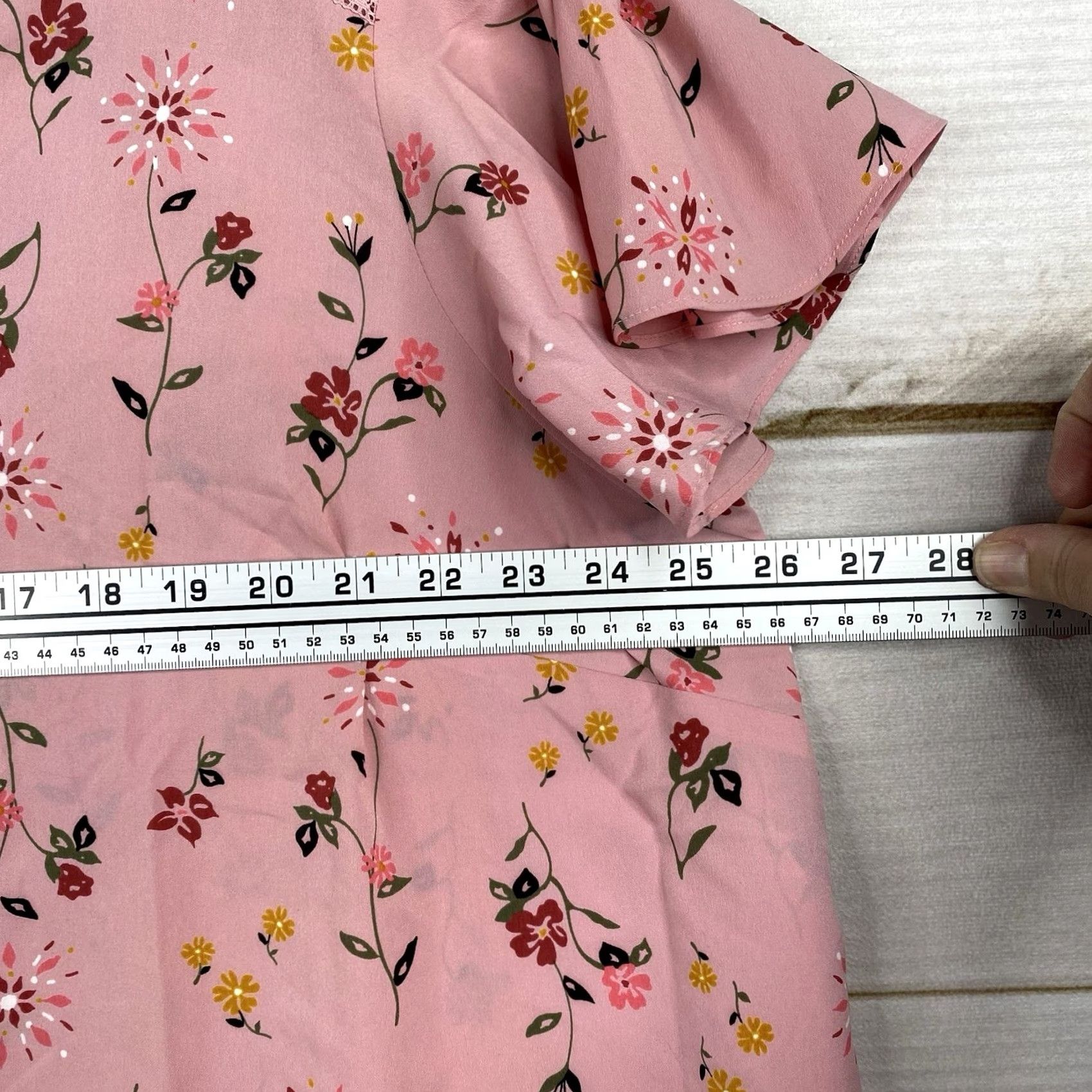 Vintage Lane Bryant Top Womens 24 Pink Floral Short Bell Sleeve Lightweight Boho Fairy Blouse Ladies Pink Floral 24 Sh Size 4XL / US 24-26 - 6 Thumbnail