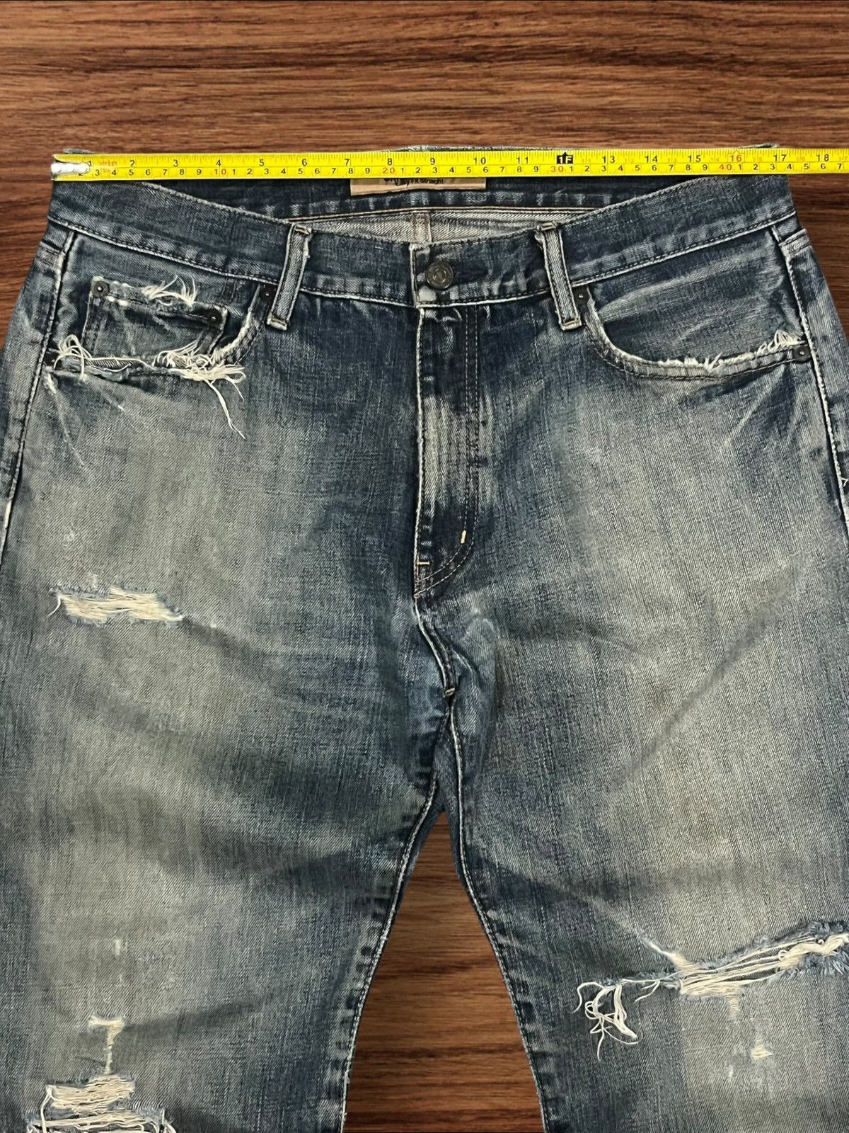 Jun Takahashi Vintage Japanese Brand Uniqlo Trash Ripped Classic Fit Jeans Size US 34 / EU 50 - 11 Thumbnail