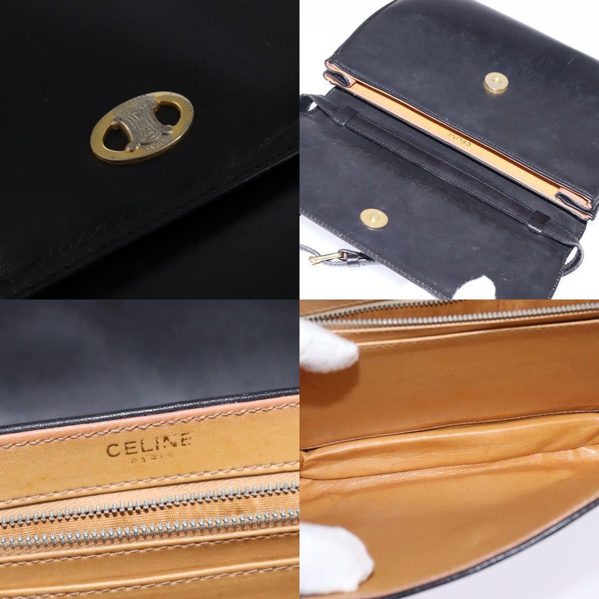 Celine CELINE Shoulder Bag Leather Black Gold Size ONE SIZE - 11 Thumbnail