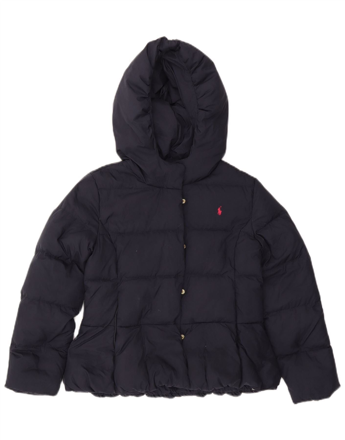 Ralph Lauren Girls Hooded Padded Jacket 11-12 Years Navy Blue Polyester Size M / US 6-8 / IT 42-44 - 1 Thumbnail