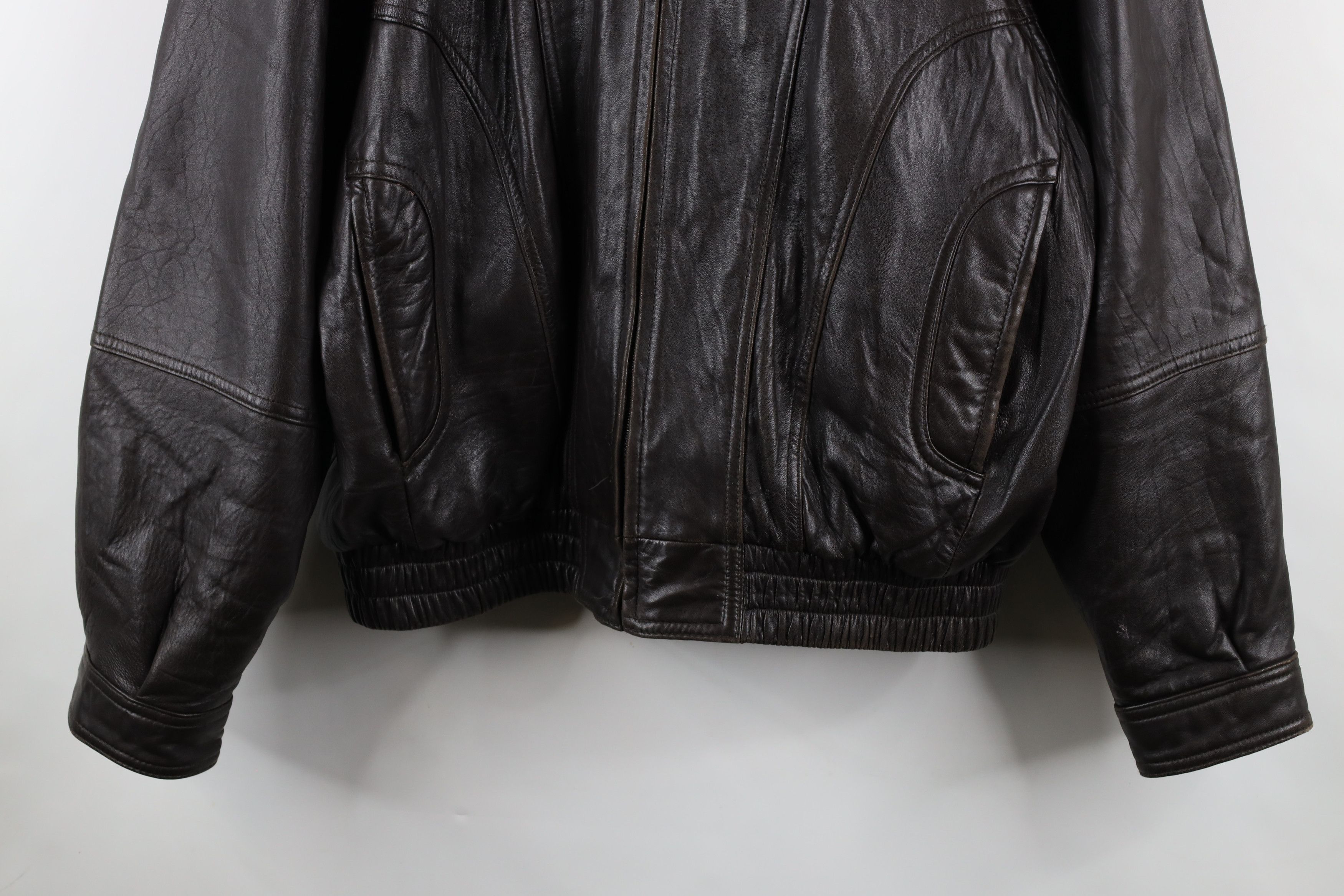 Vintage Vintage 90s Streetwear Leather Flight Bomber Jacket Brown Size US XL / EU 56 / 4 - 3 Thumbnail