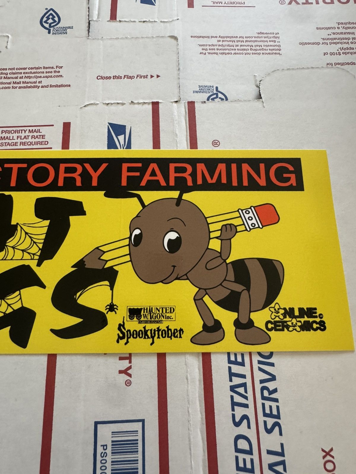 Online Ceramics Eat Bugs End Factory Farming Spooky 2021 Bumper Sticker Size ONE SIZE - 5 Thumbnail
