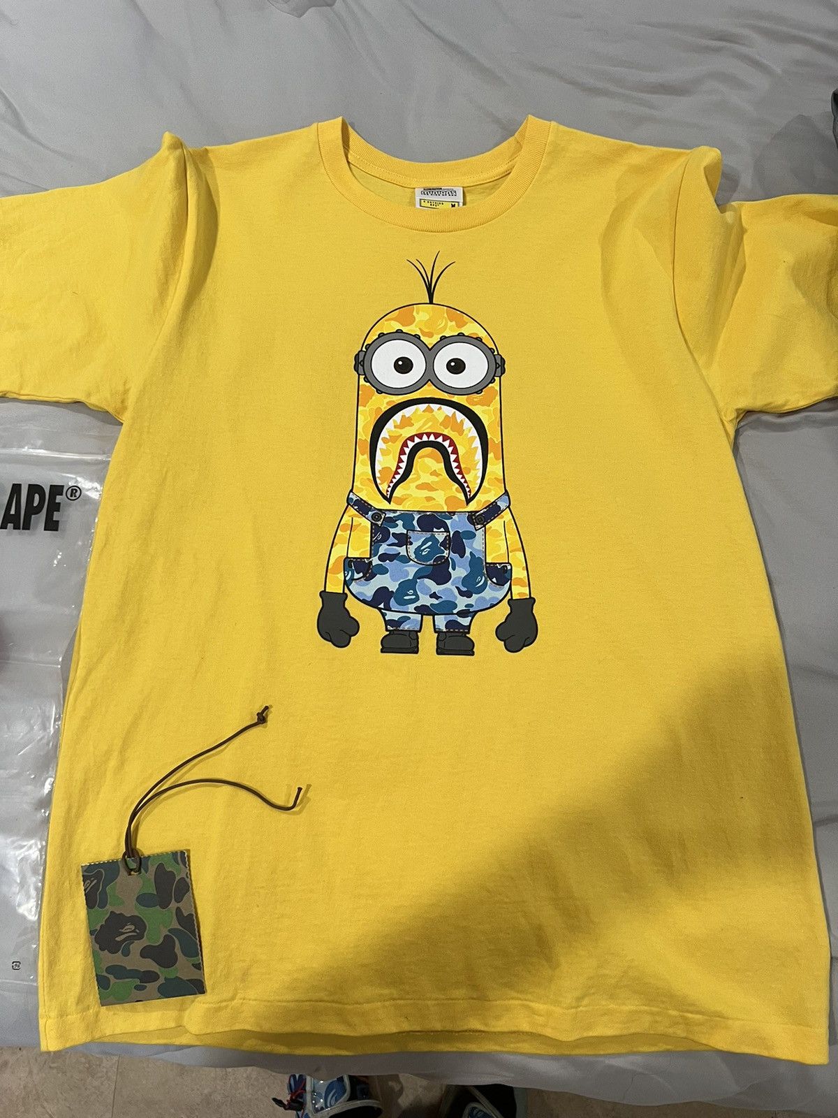 image of Bape Minions Shirt in Yellow, Men's (Size Medium)