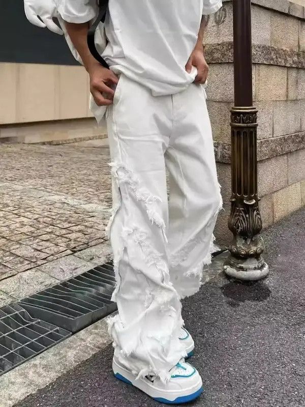 Japanese Brand Pants with raw edges loose trousers American retro style Size US 29 - 4 Thumbnail