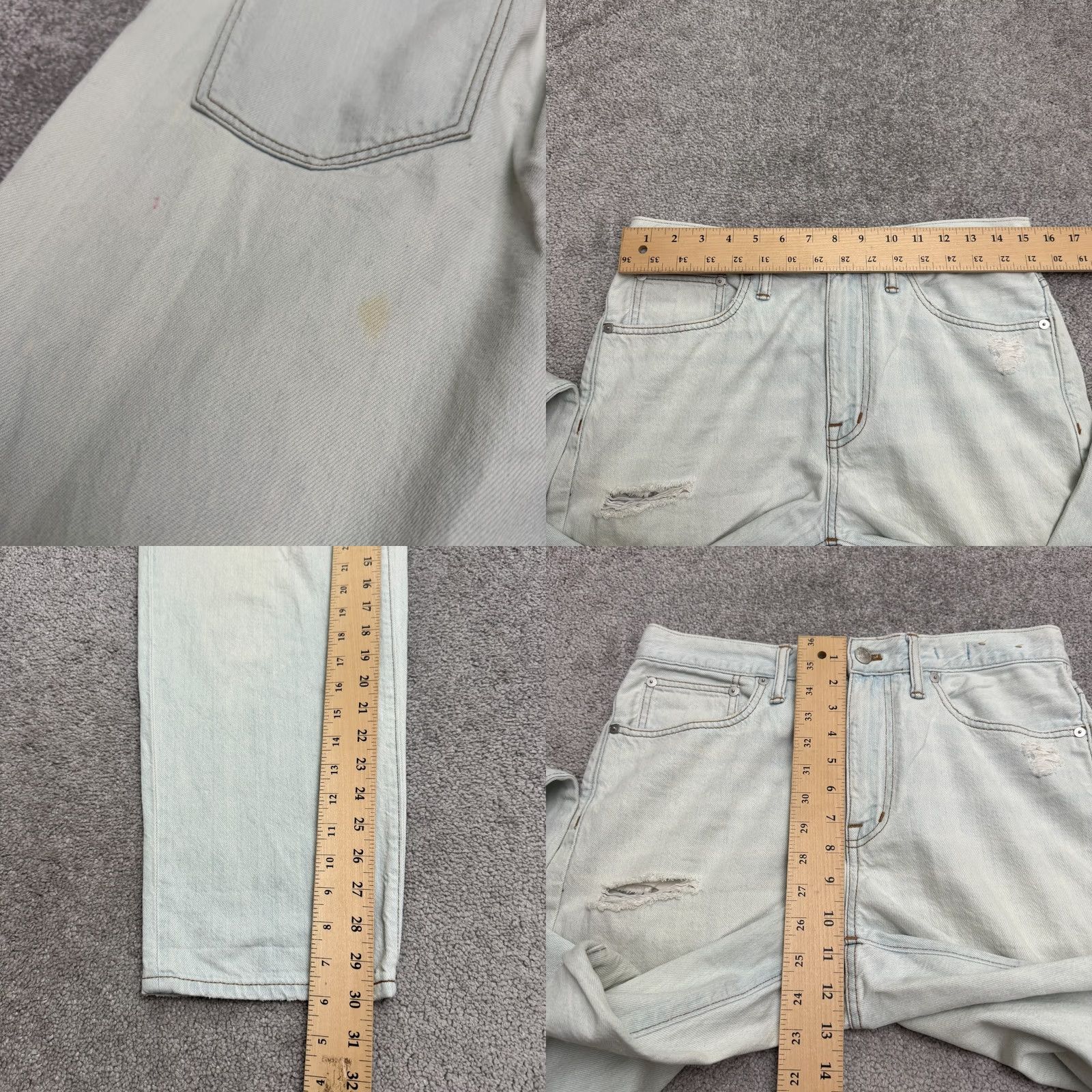 Madewell Madewell Jeans Womens 27 Blue The Slouchy Boyjean Distressed Denim Acid Light Wash Size 27" / US 4 / IT 40 - 9 Thumbnail