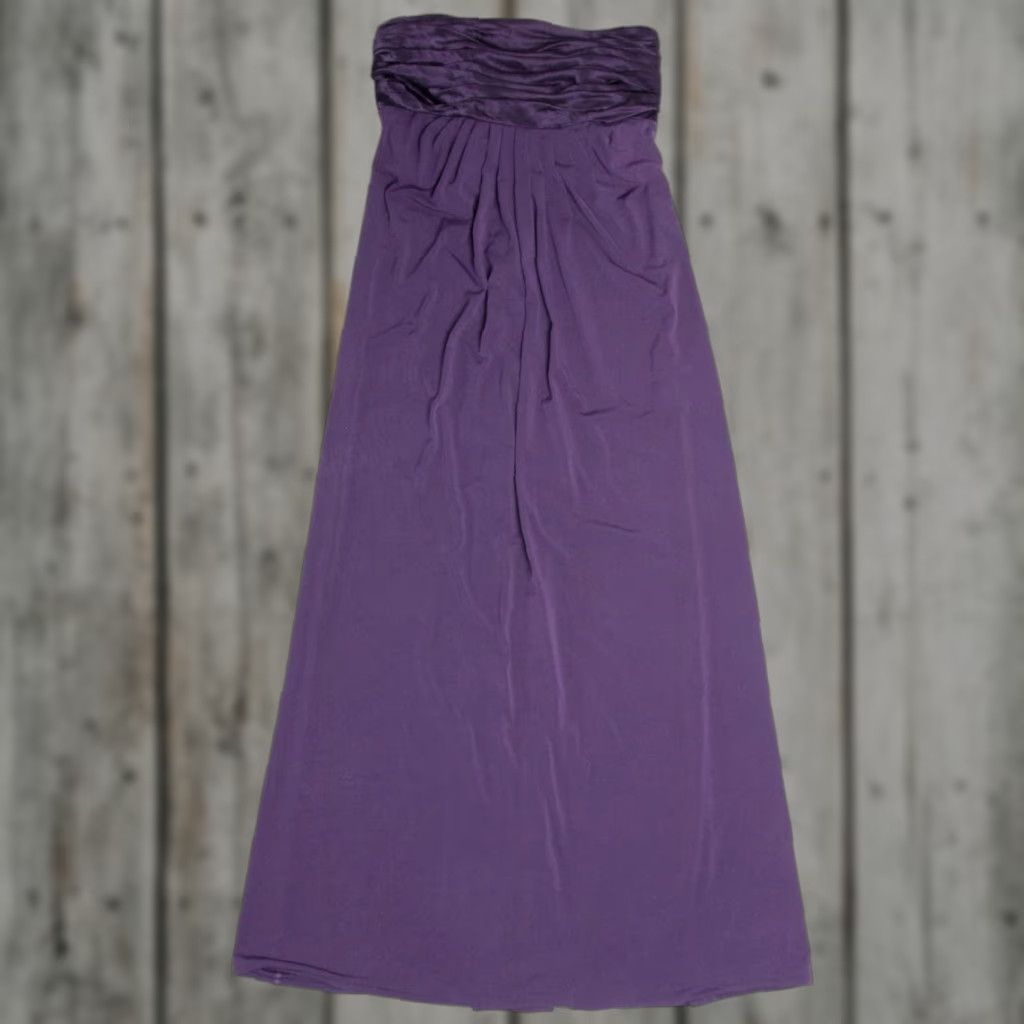 Vintage VINTAGE David's Bridal Purple Ruched Strapless Prom Dress Small Dress Mens? Size S / US 4 / IT 40 - 1 Thumbnail