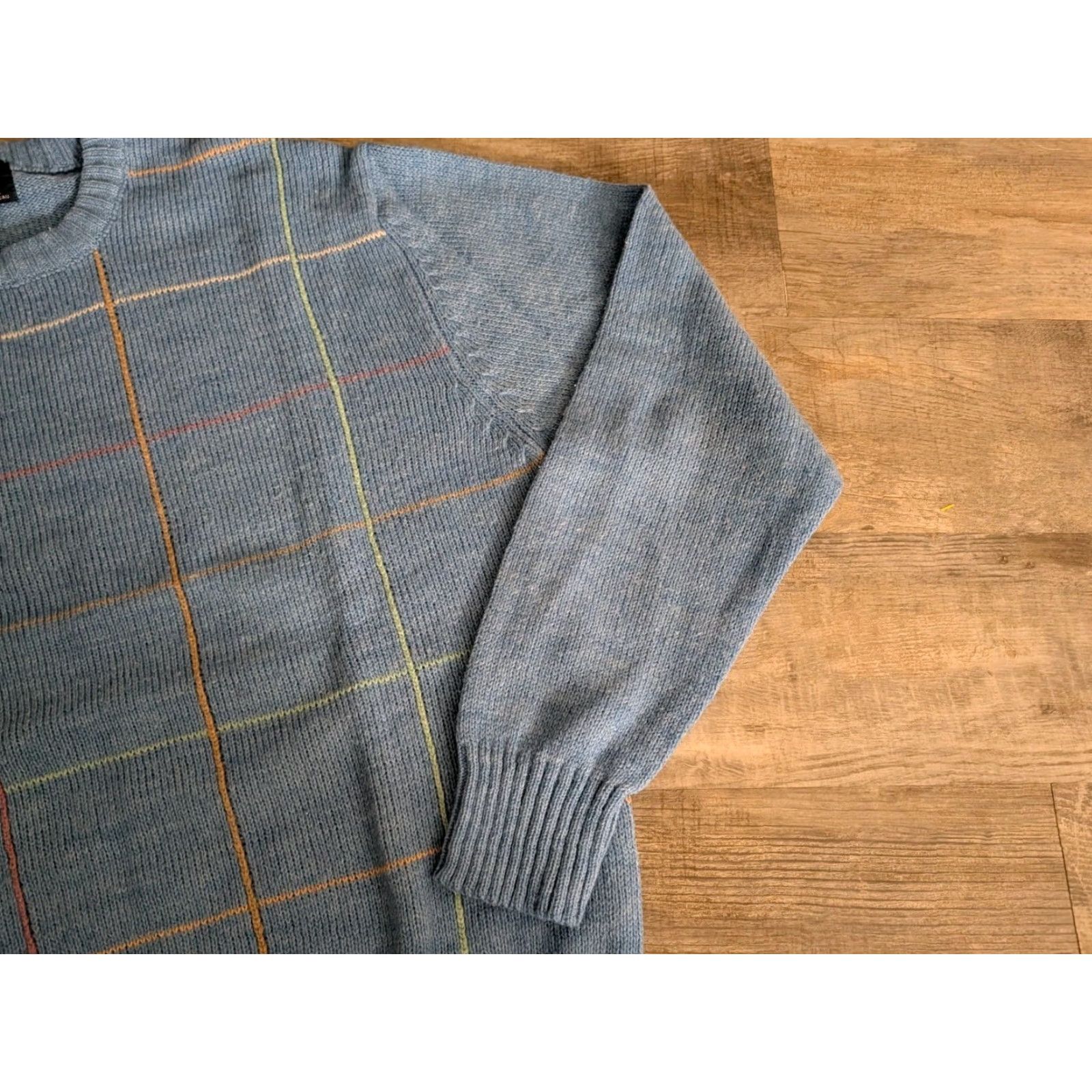 Arrow VINTAGE Arrow Sweater Men Large Blue Check Pullover Dad Theme Mens Size US L / EU 52-54 / 3 - 2 Thumbnail