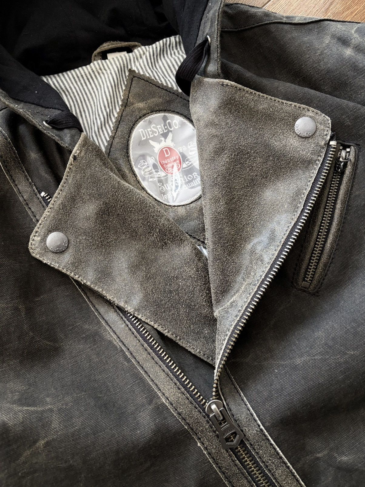 Diesel Diesel Archive Leather Jacket Asymmetric Zip Hooded Biker Size US M / EU 48-50 / 2 - 6 Thumbnail