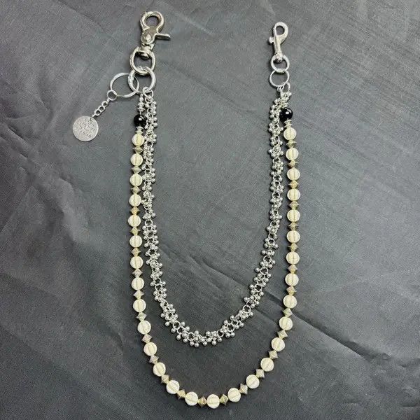 Jewelry Beaded Double Layer Wallet Chain, Pants Chain Size ONE SIZE - 4 Thumbnail