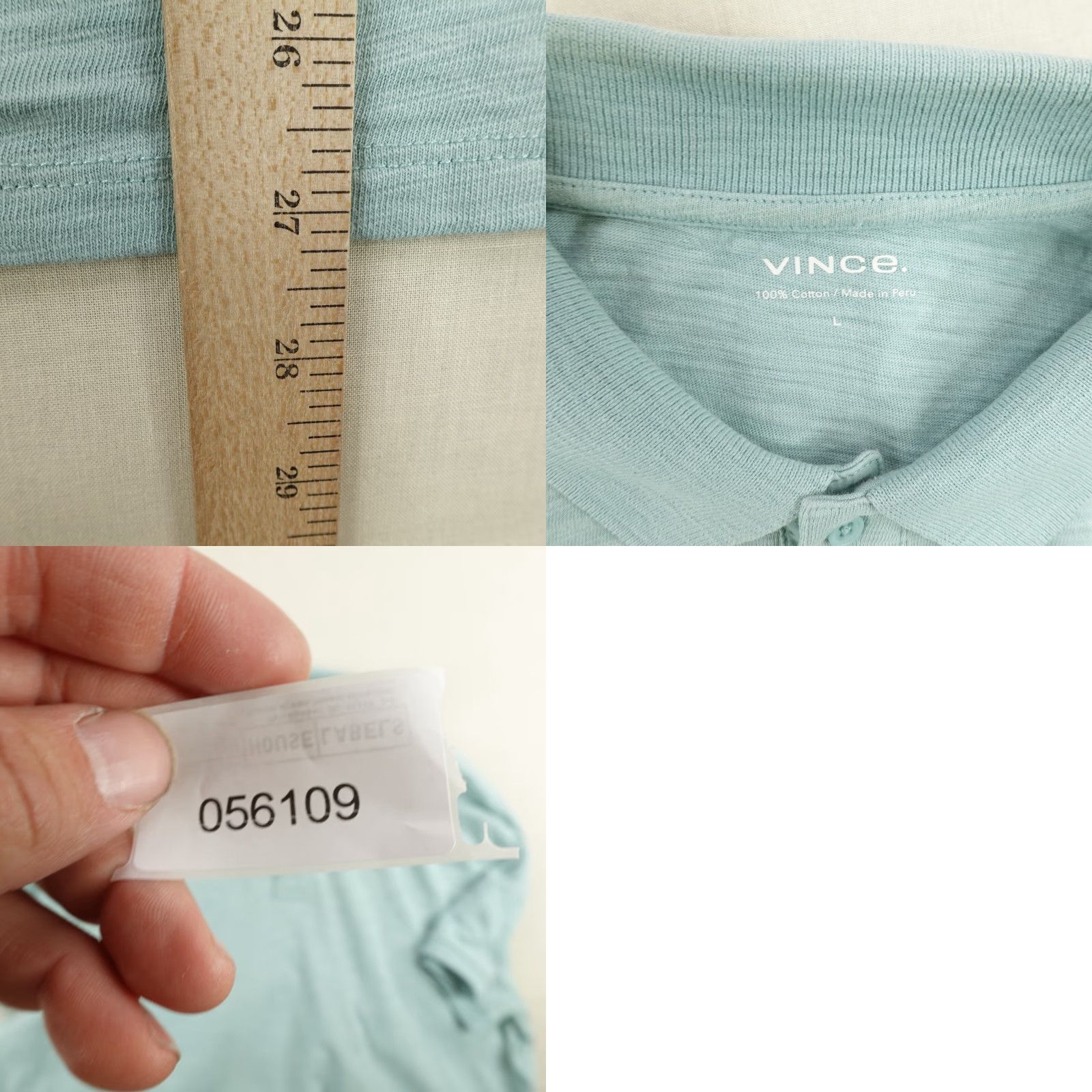 Vince Vince Polo Shirt Mens Large Mint Green Heather Short Sleeve Cotton Casual Size US L / EU 52-54 / 3 - 8 Thumbnail