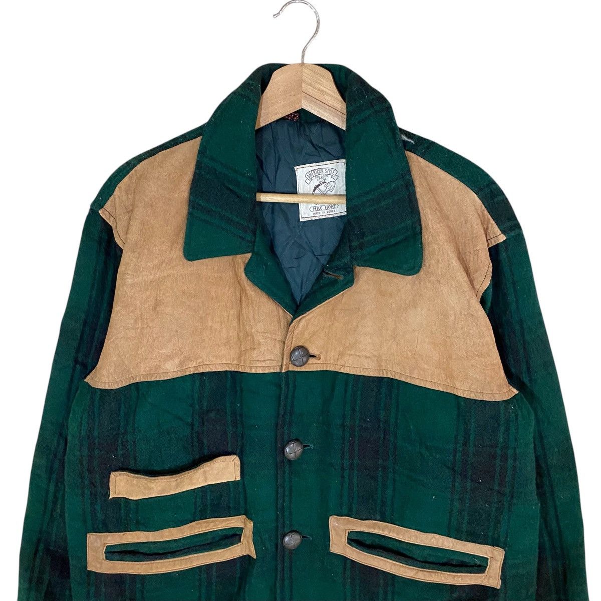 Vintage VINTAGE MACHOPE WOOL TARTAN LEATHER PART JACKET Size US M / EU 48-50 / 2 - 2 Thumbnail