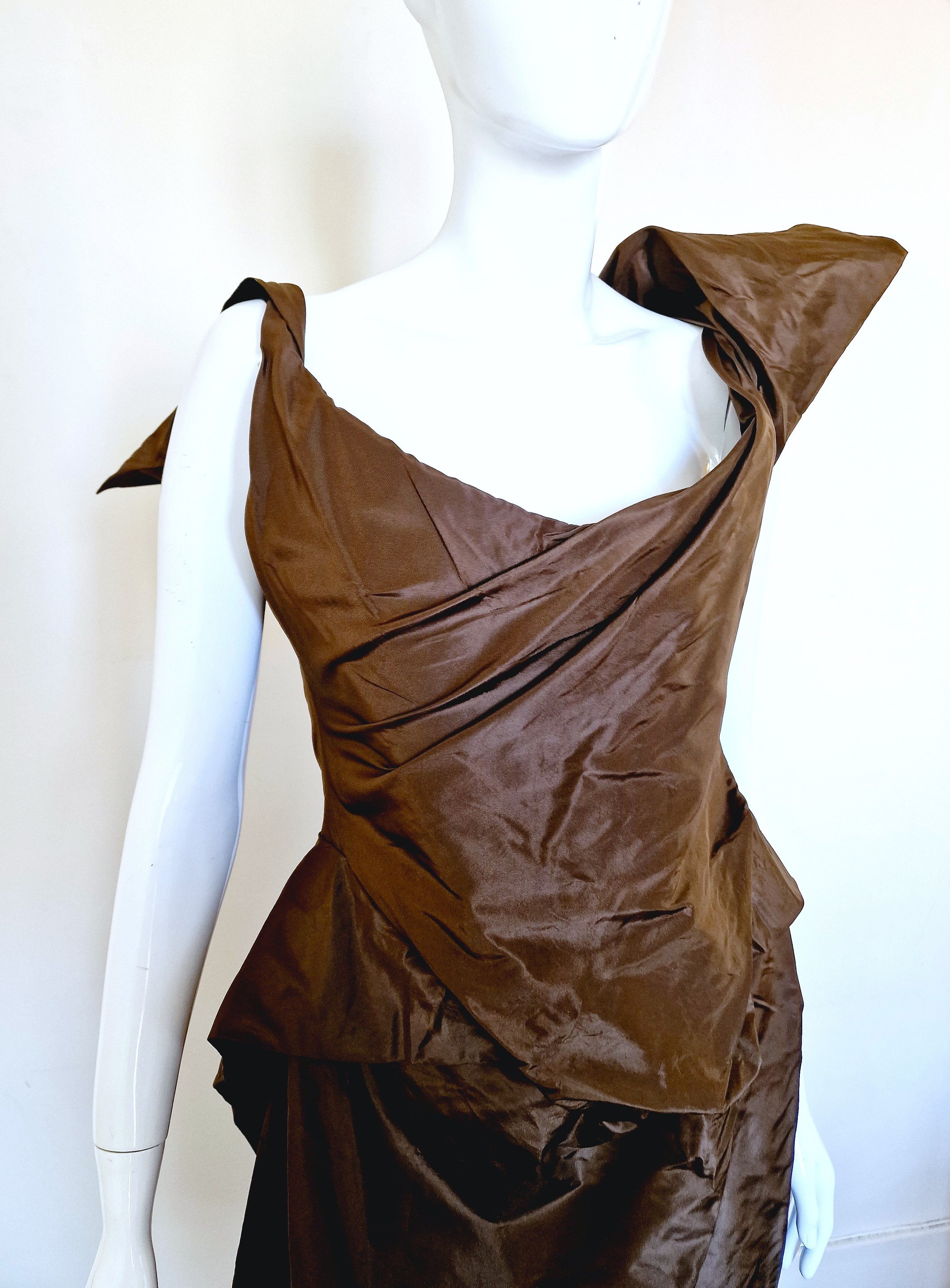 Vivienne Westwood Vivienne Westwood Bustier Corset Brown Taffeta Large Dress Size L / US 10 / IT 46 - 4 Thumbnail