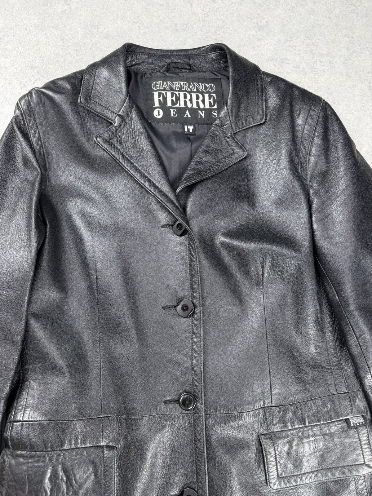Gianfranco Ferre Vintage Gianfranco Ferre Leather Black Coat Jacket Unisex Size US S / EU 44-46 / 1 - 5 Thumbnail