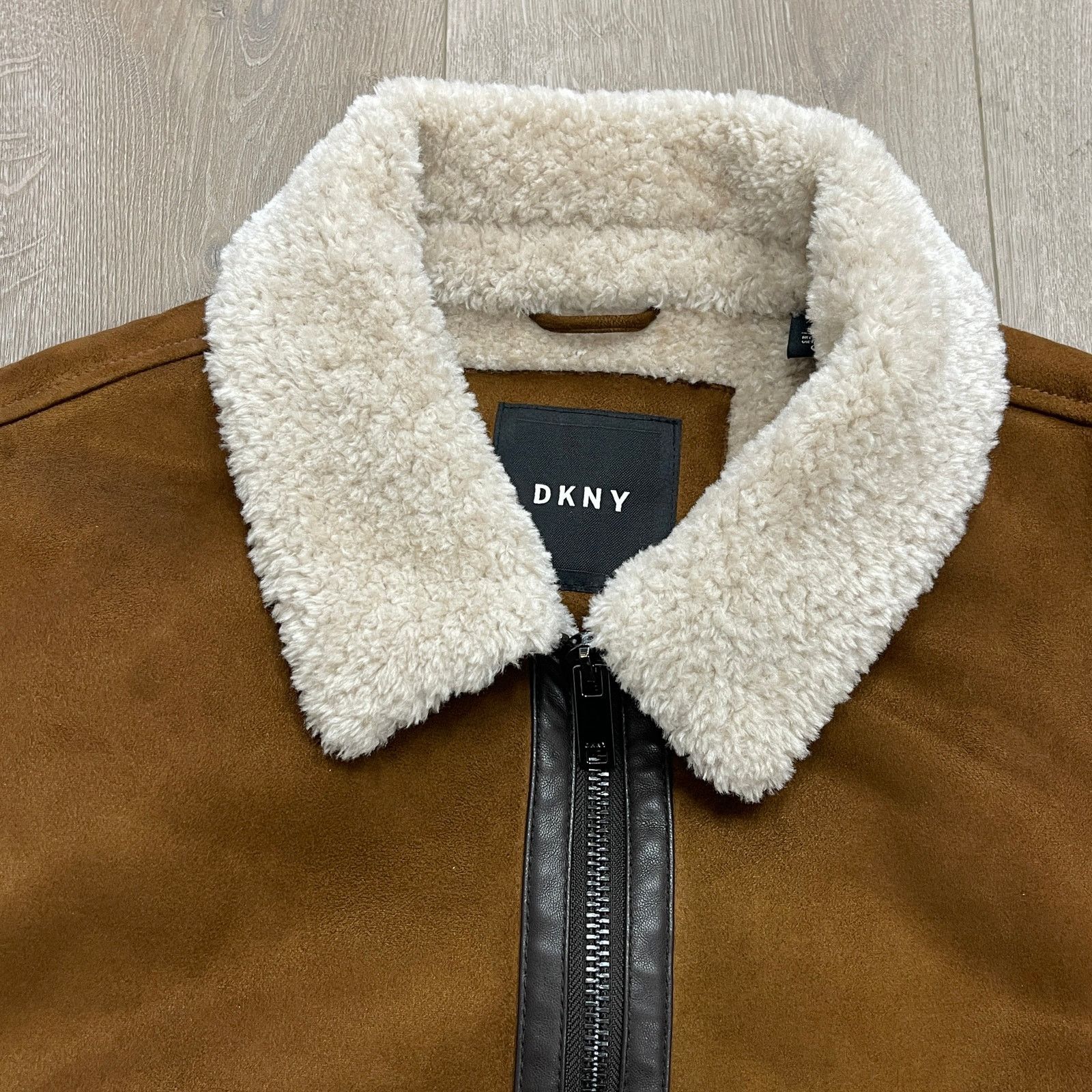 DKNY Dkny Shearling Bomber Jacket Faux Fur Collar Brown Large Size US L / EU 52-54 / 3 - 2 Thumbnail