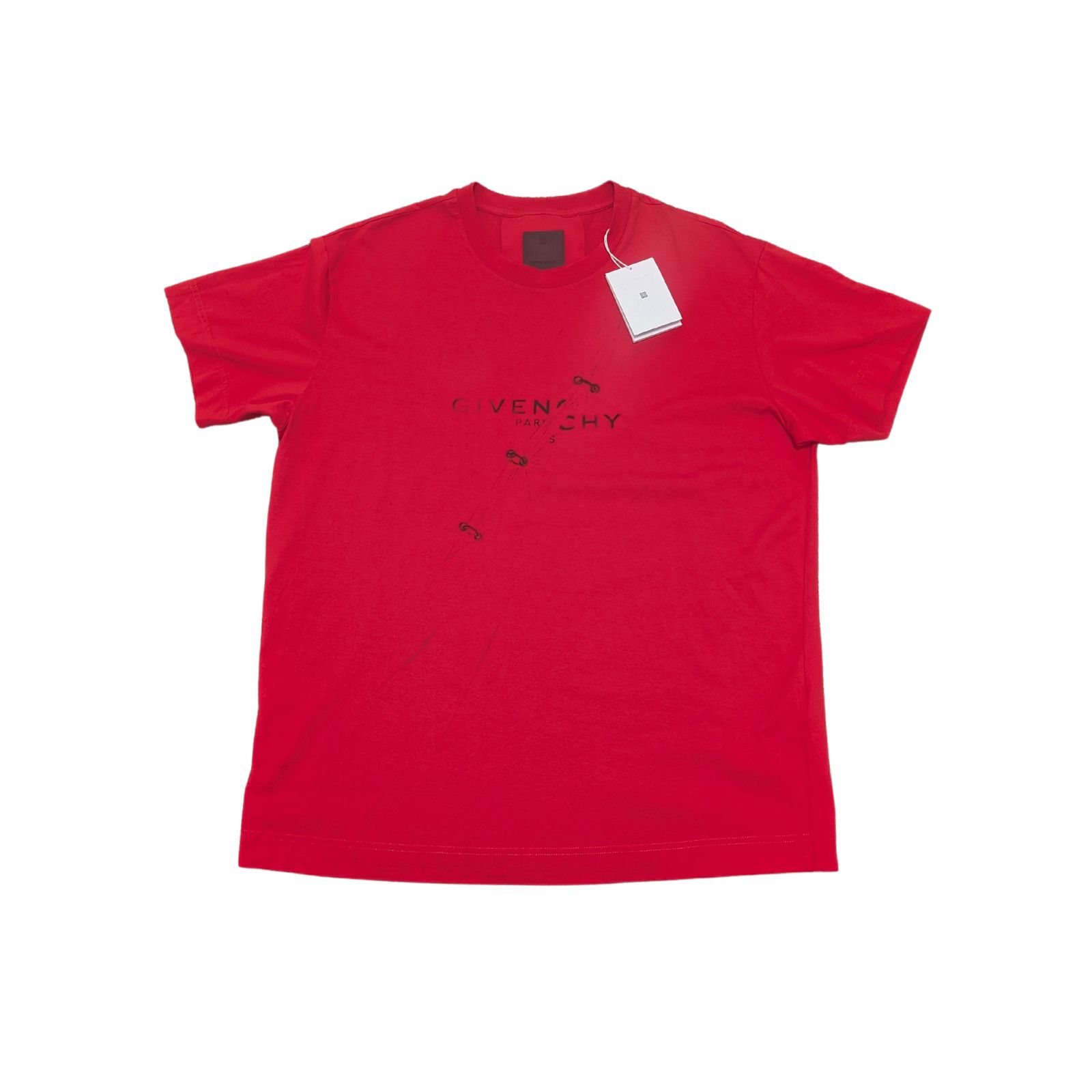 Givenchy NWT Givenchy Red Trompe-l'oeil Graphic Logo T-Shirt Size L Size US L / EU 52-54 / 3 - 1 Thumbnail