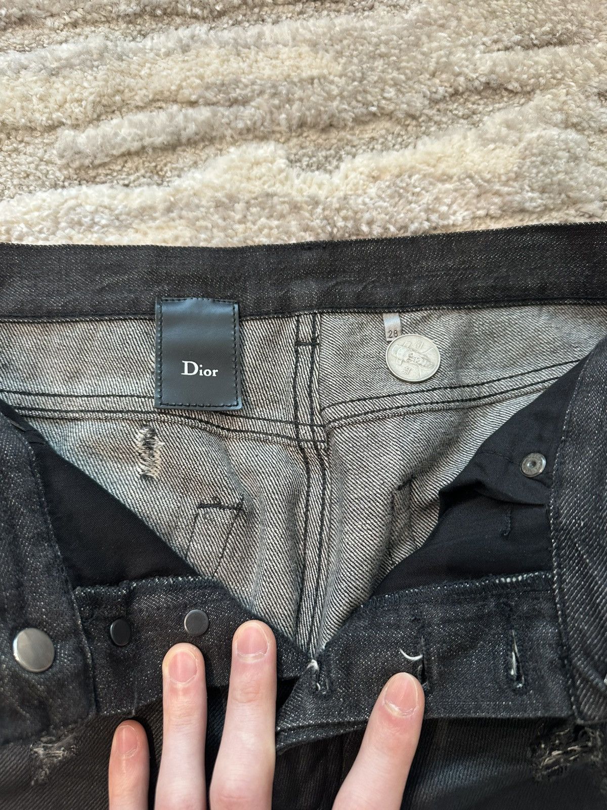 Dior Dior homme ss04 strip waxed distressed jeans Size US 28 / EU 44 - 3 Thumbnail
