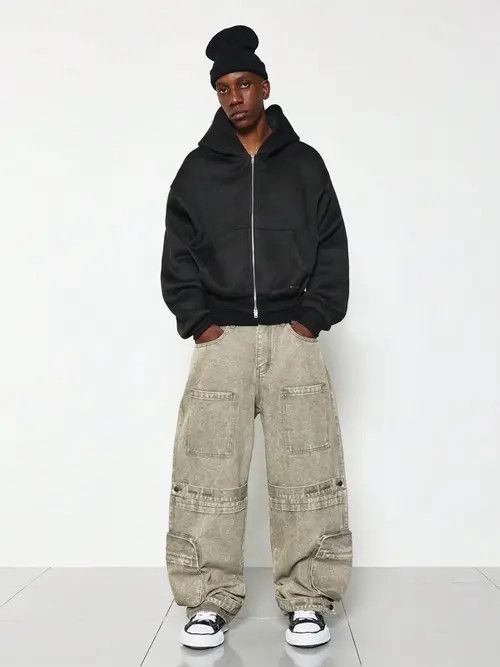 Japanese Brand Cargo Baggy Vintage 90s Jeans Denim Size US 33 - 2 Thumbnail