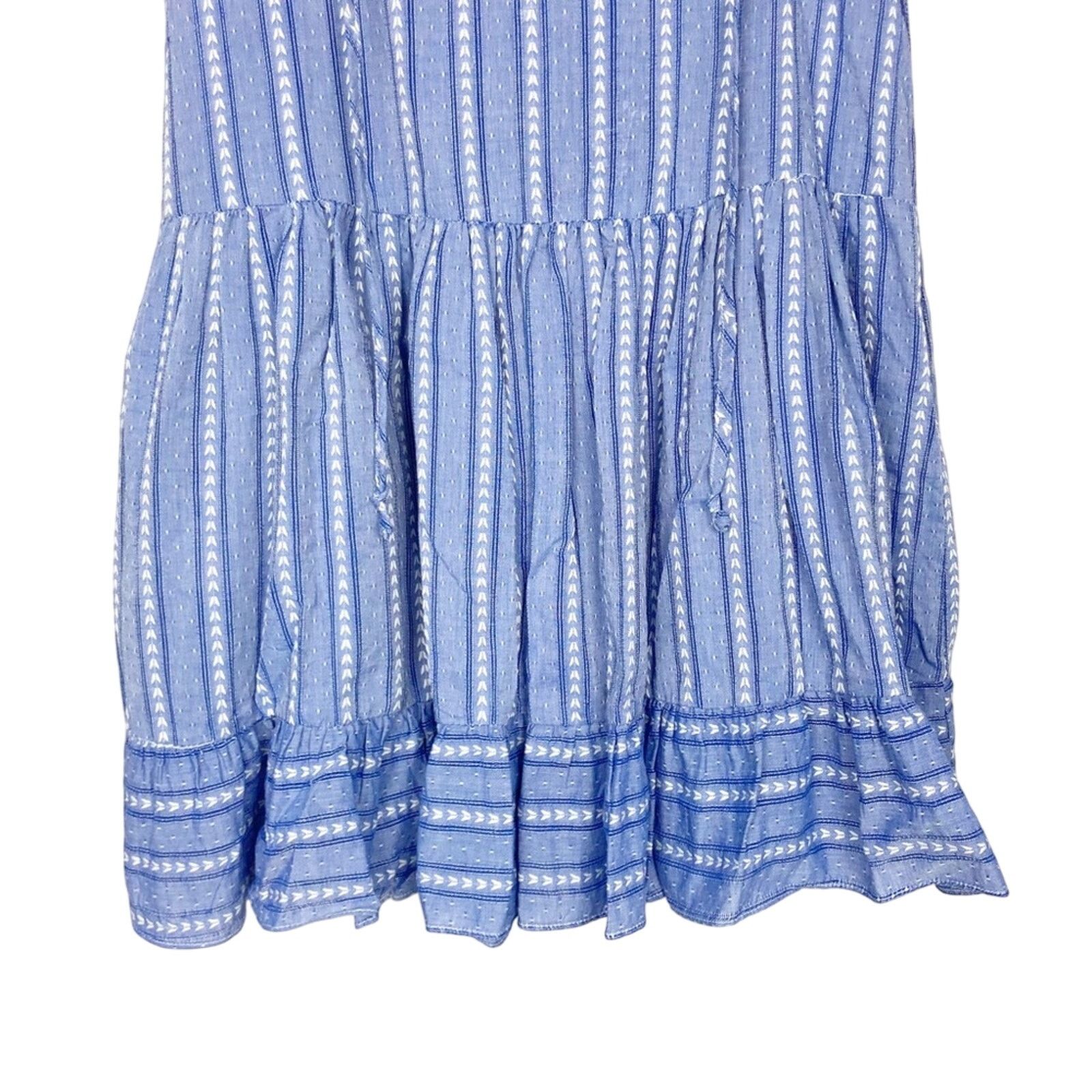 Other Bcbgeneration Blue Striped Sleeveless Ruffle Dress Sz XS Size XS / US 0-2 / IT 36-38 - 5 Thumbnail