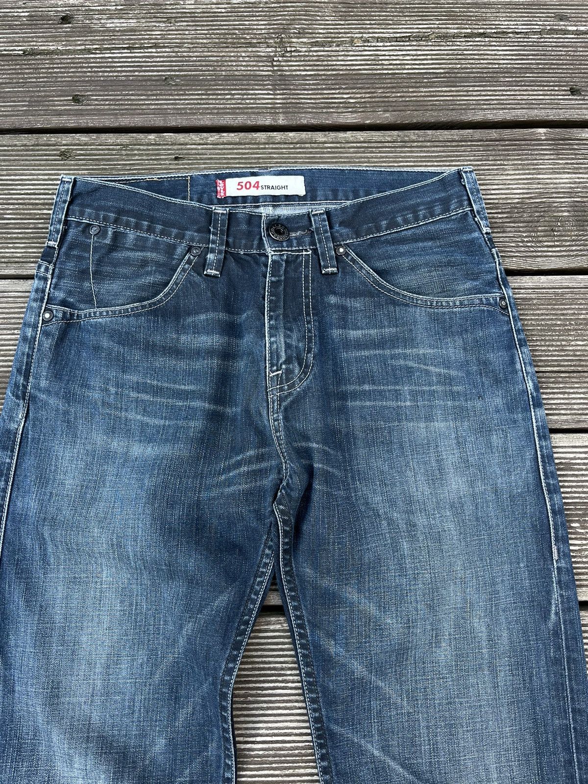 Levi's Vintage 00s Levis 504 Navy Faded Blue Jeans Pants 30x32 Size US 30 / EU 46 - 3 Thumbnail