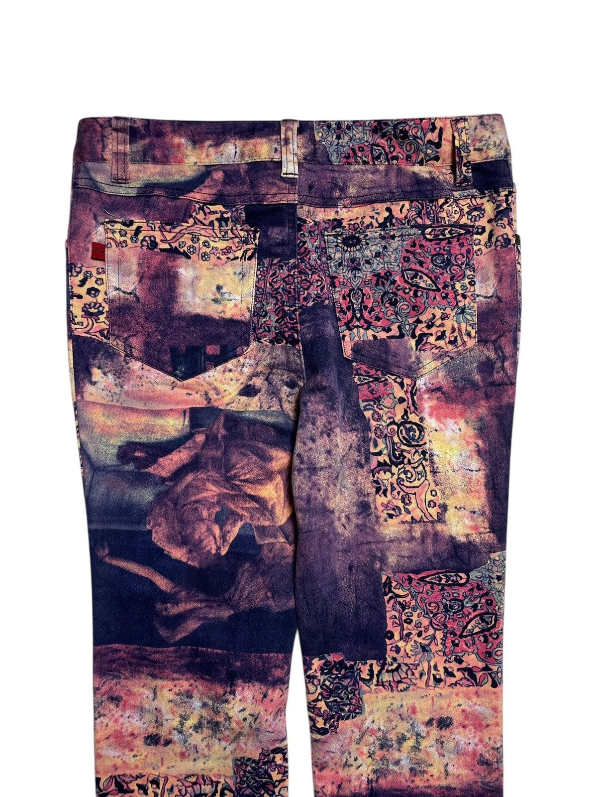 Beauty Beast 2000’s XIX - Surreal Collage Pattern Printed Flared Pants Size 29" - 13 Thumbnail