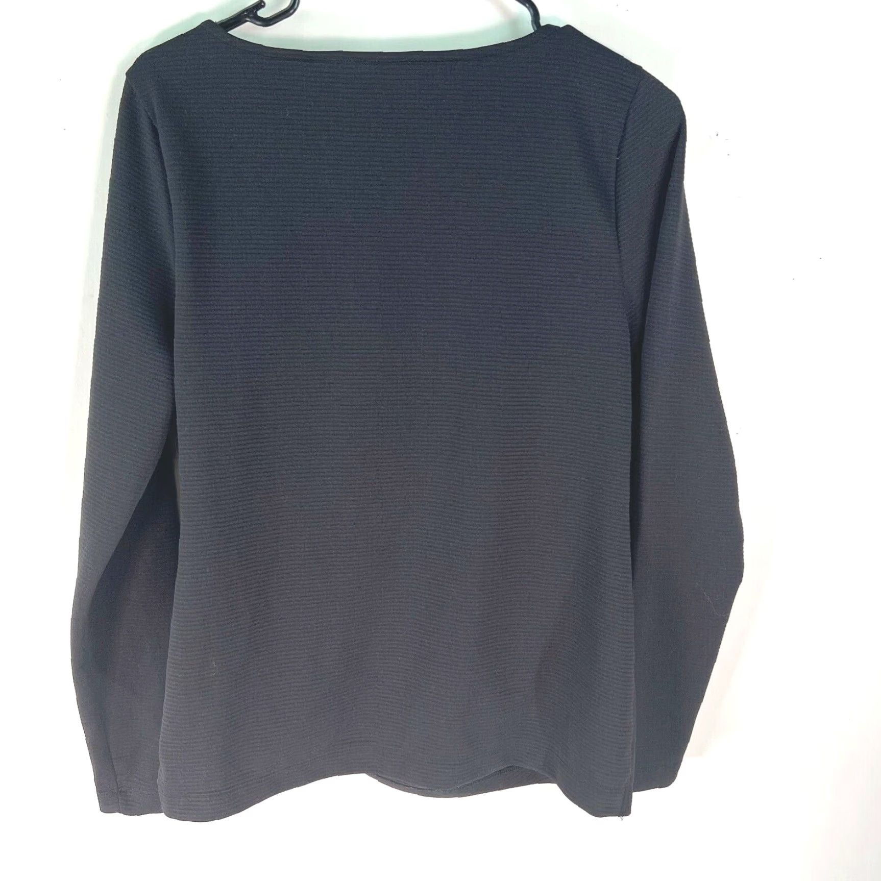 Apt. 9 Apt. 9 Womens Blouse Shirt Solid Black Round Neck Long Sleeve Front Knotted Size M Size M / US 6-8 / IT 42-44 - 2 Thumbnail