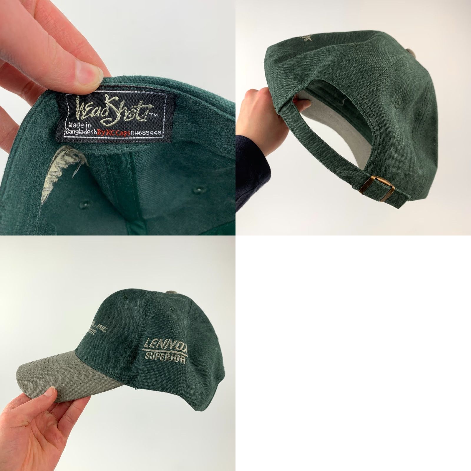 Vintage VINTAGE Headshot Green Strapback Dad Hat Cap Men One Size Green Solid Unworn Light wear from storage with photos Size ONE SIZE - 8 Thumbnail