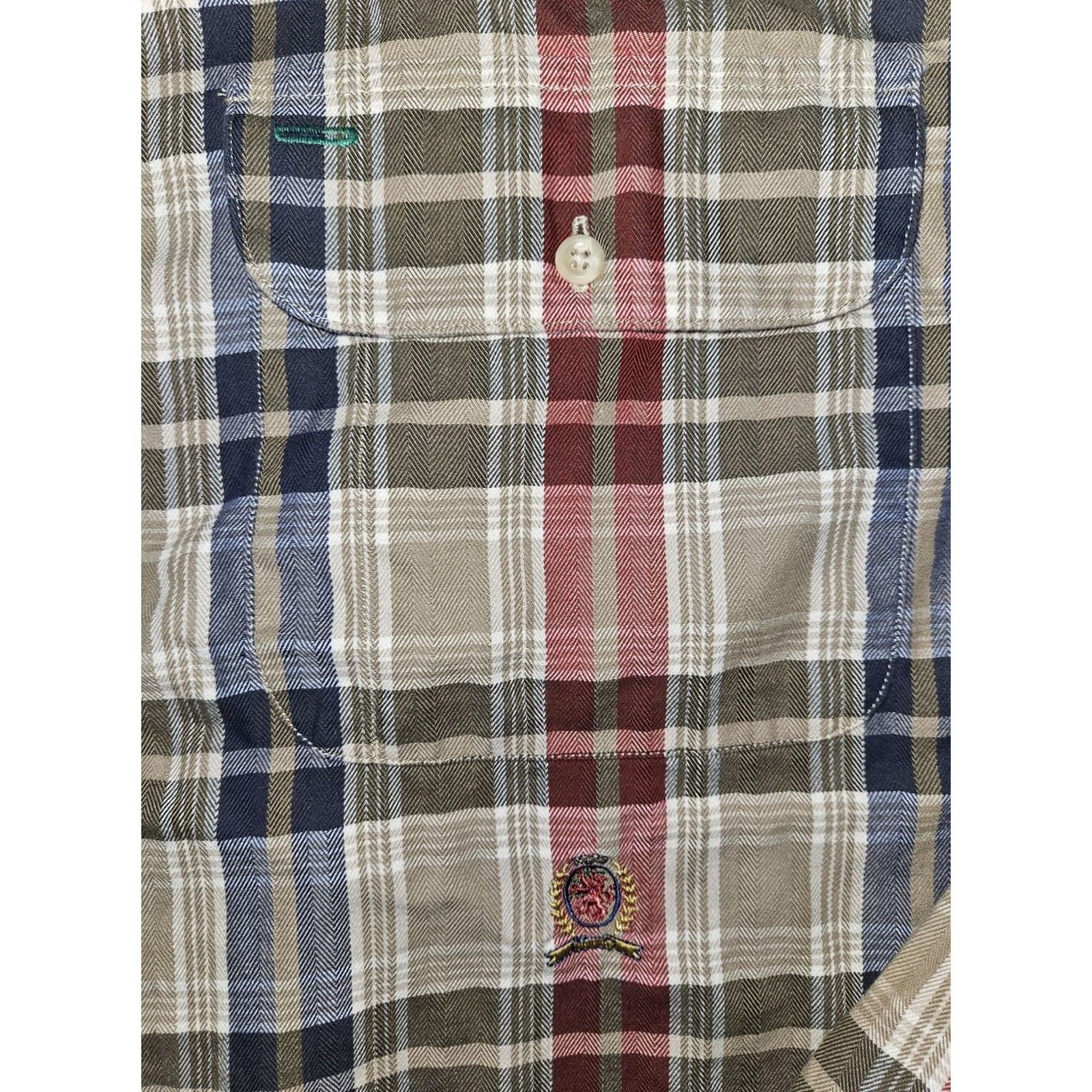 Tommy Hilfiger Tommy Hilfiger Shirt Mens XL Beige Plaid Button Down Long Sleeve Crest Casual Size US XL / EU 56 / 4 - 5 Thumbnail