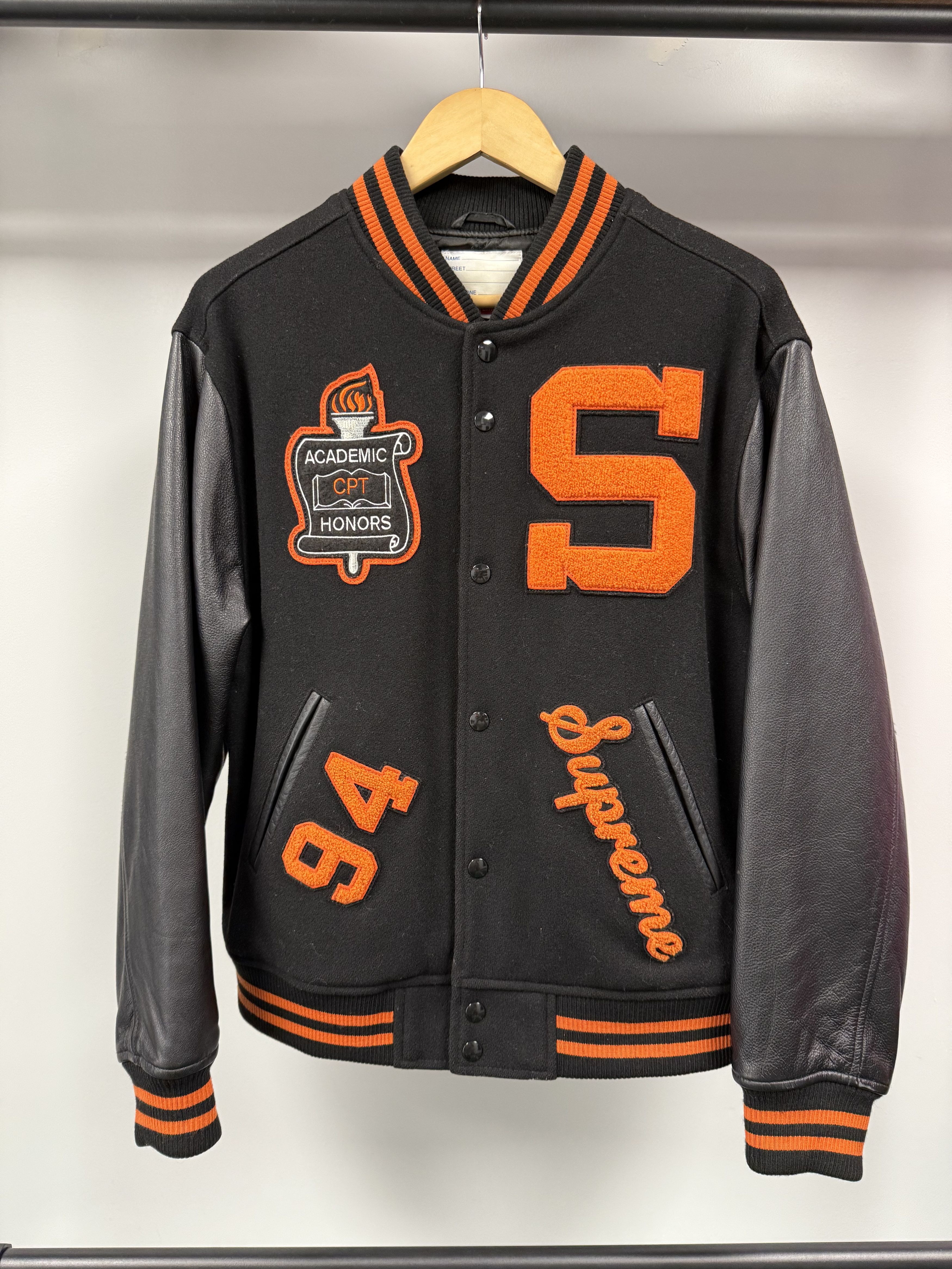 Supreme Supreme Team Varsity Jacket - Black/Orange - M Size US M / EU 48-50 / 2 - 2 Thumbnail