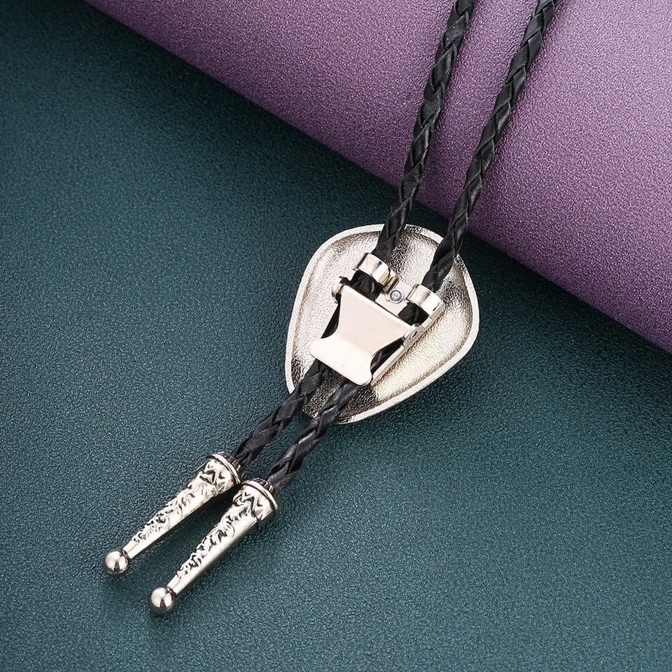 Vintage Natural Turquoise Water Drop Diamond Shape Rope Bolo Tie Size ONE SIZE - 3 Thumbnail