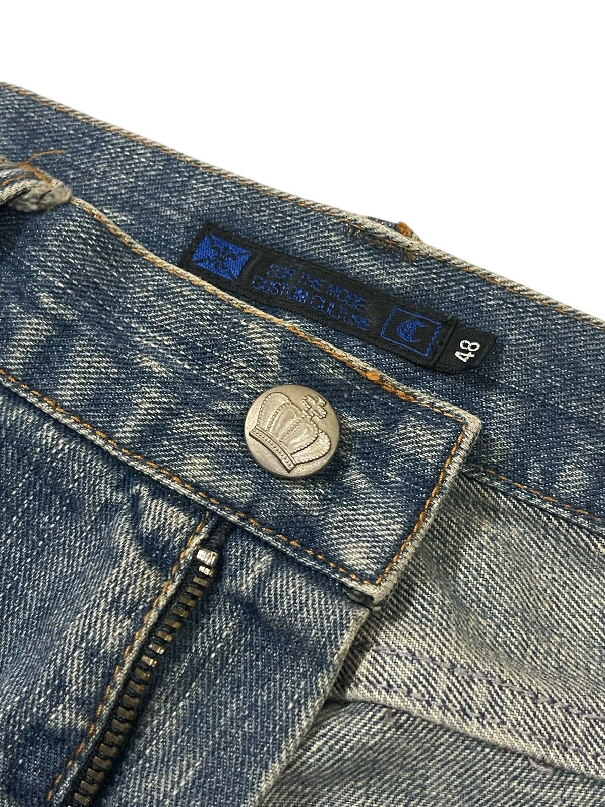 Japanese Brand Custom Culture Damage Repaired Straight Denim DAIRIKU Styled Size US 33 - 5 Thumbnail