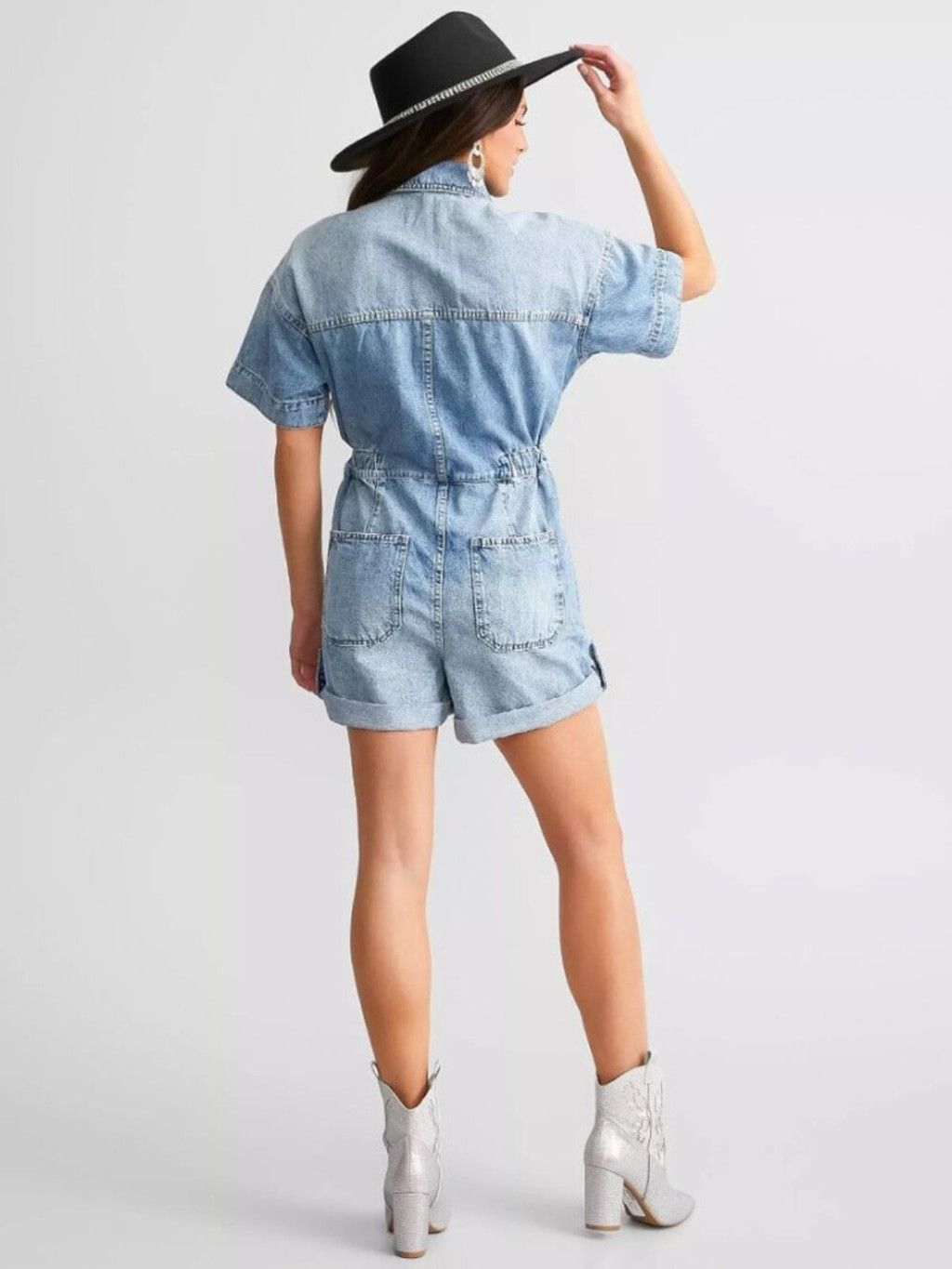 Free People NWT We The Free Marci Denim Overall Short XS Size 25" / US 0 / IT 36 - 2 Thumbnail