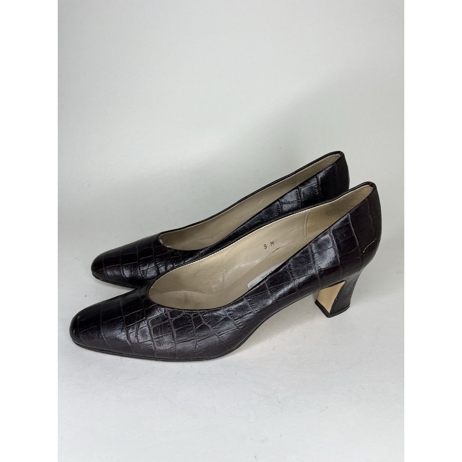Aigner Etienne Aigner Brown Leather Croc Embossed Heels Women Size Size US 9 / IT 39 - 11 Thumbnail