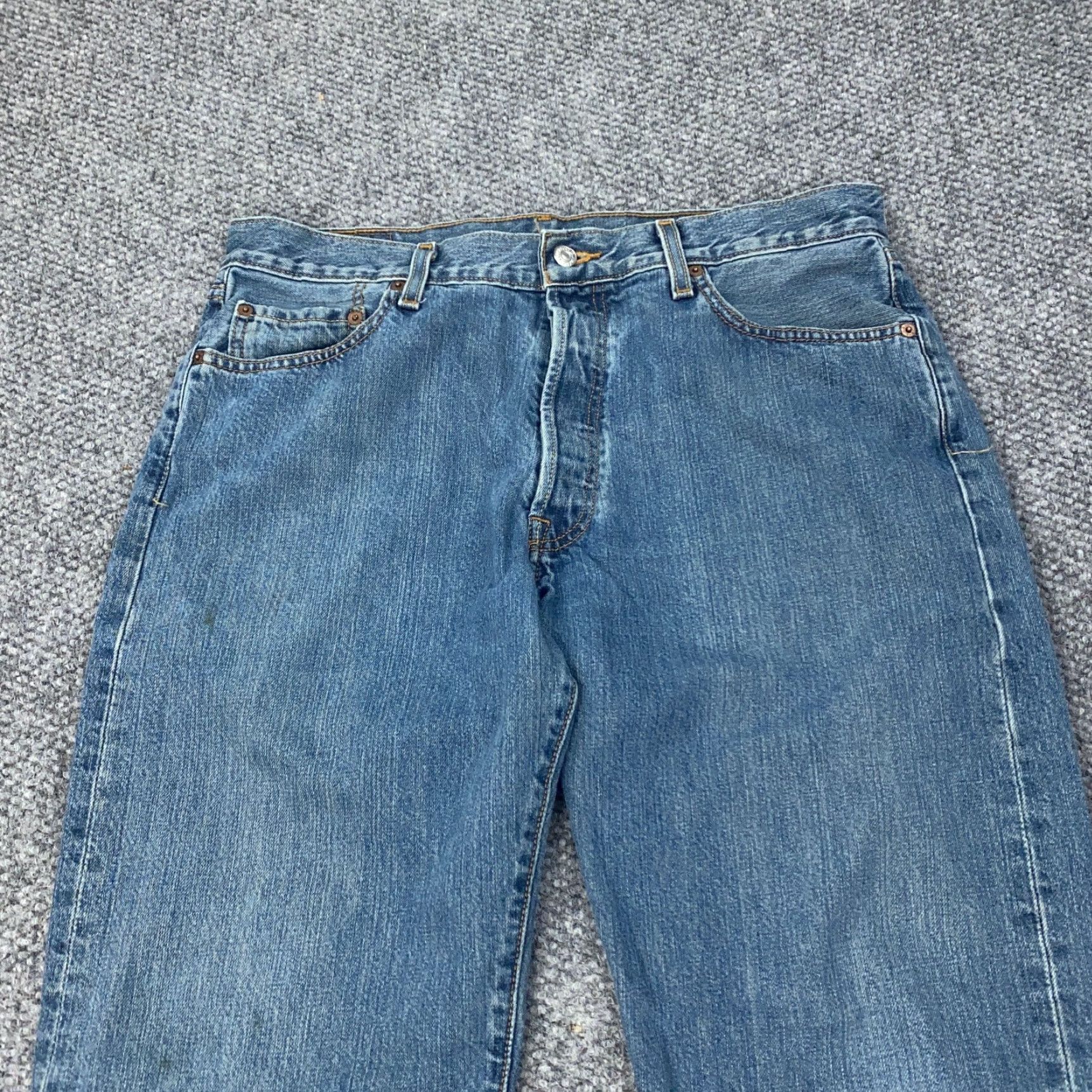 Levi's VTG Levi's 501 Jeans Mens 36x30 Straight Denim Distressed 90s Blue Button Fly Slim Regular 5-Pocket Design Mens Size US 36 / EU 52 - 2 Thumbnail